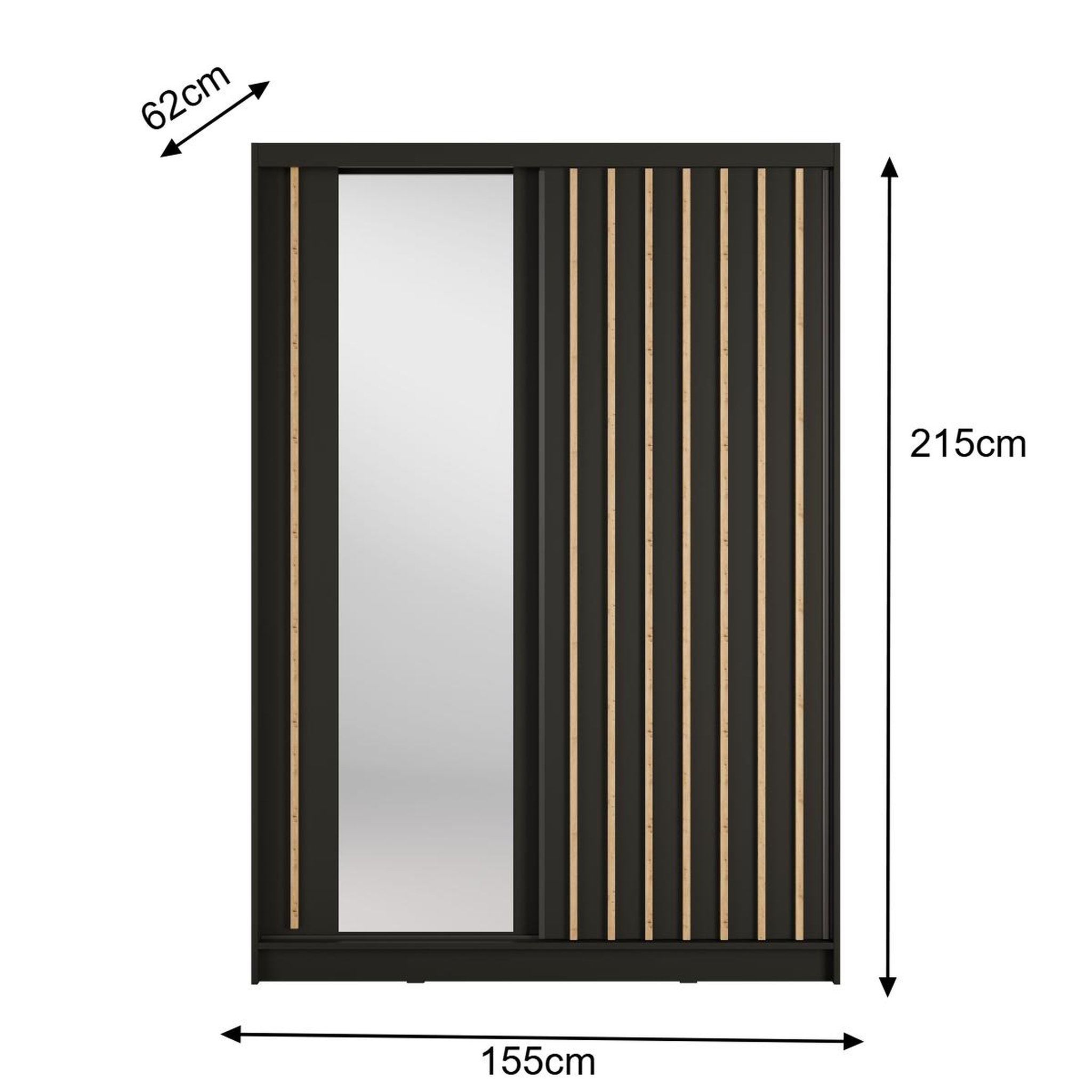 Voir la diapositive 5 : JLC KREATION Armoire dressing moderne noir et bois 155cm celia