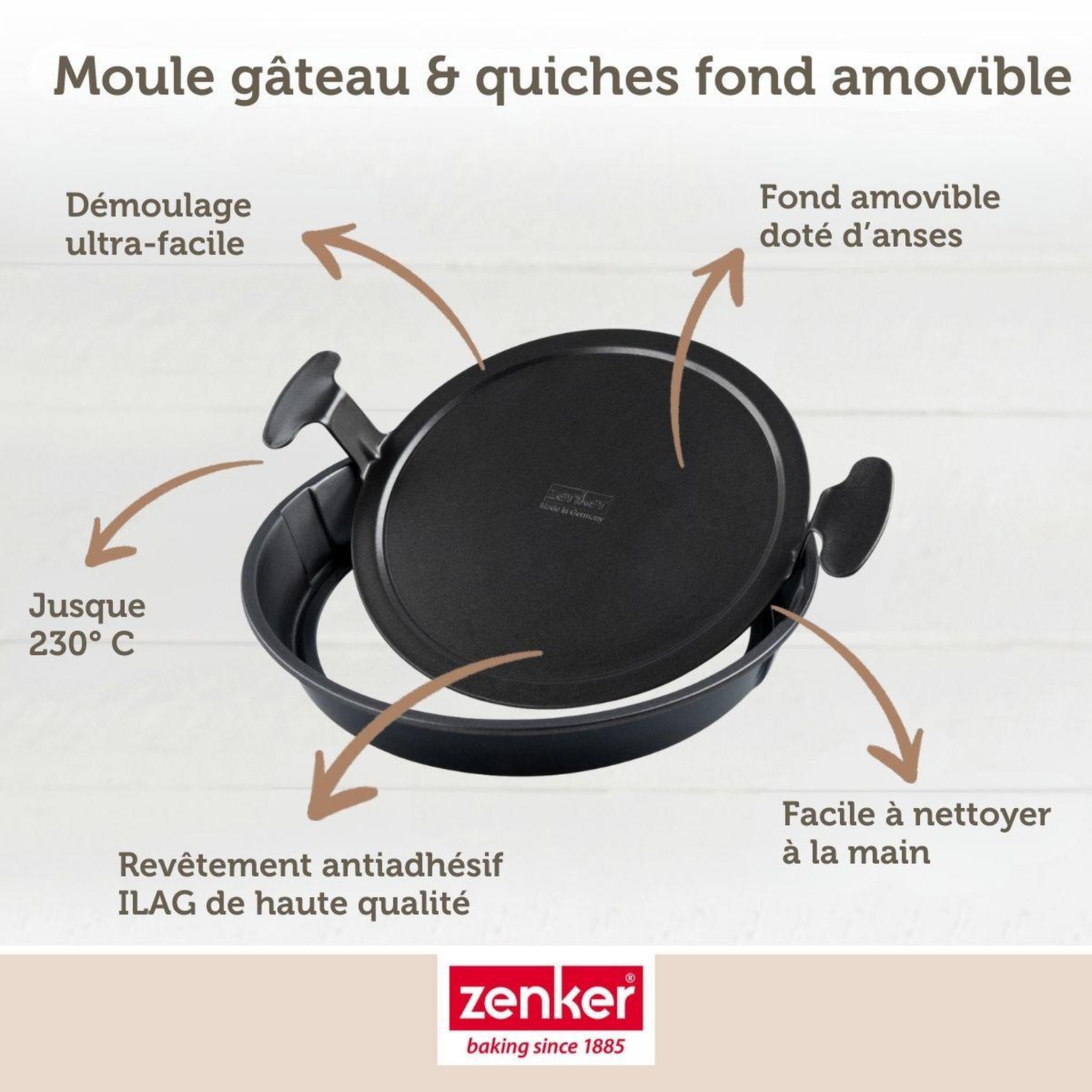Voir la diapositive 3 : ZENKER Moule à gâteau et quiches rond de 28 cm avec fond amovible zenker black metallic