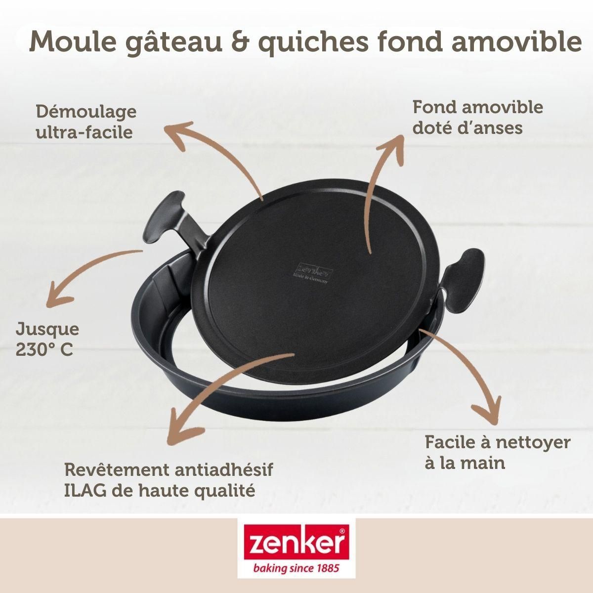 ZENKER Moule à gâteau et quiches rond de 28 cm avec fond amovible Zenker Black Metallic