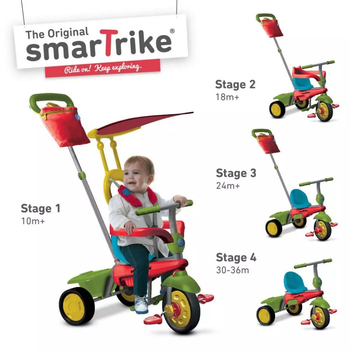 SMARTRIKE Tricycle  4 en 1 Joy  Multicolore
