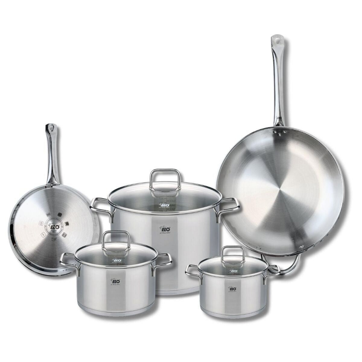 ELO Ensemble de 2 Poêles de cuisson 24 et 32 cm et 3 faitouts 16, 20 et 26 cm Elo Profi Citrin