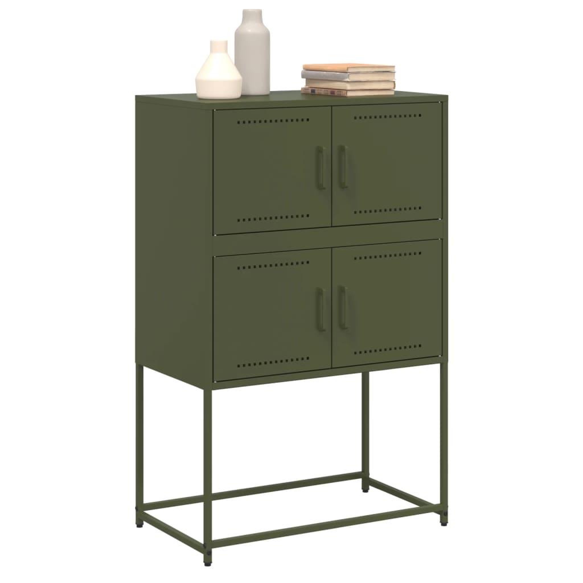 Voir la diapositive 4 : VIDAXL Buffet vert olive 68,5x38,5x107 cm acier