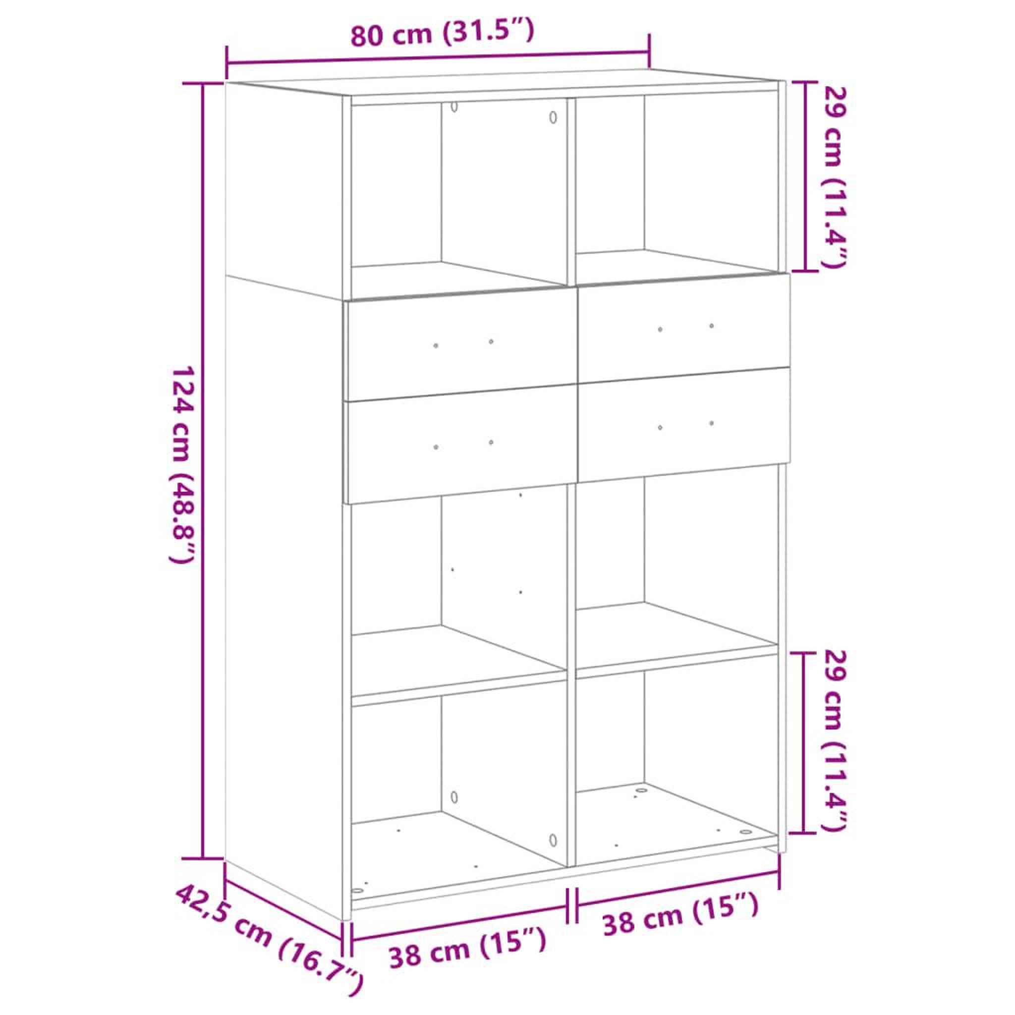 Voir la diapositive 6 : VIDAXL Buffet haut chene fume 80x42,5x124 cm bois d'ingenierie
