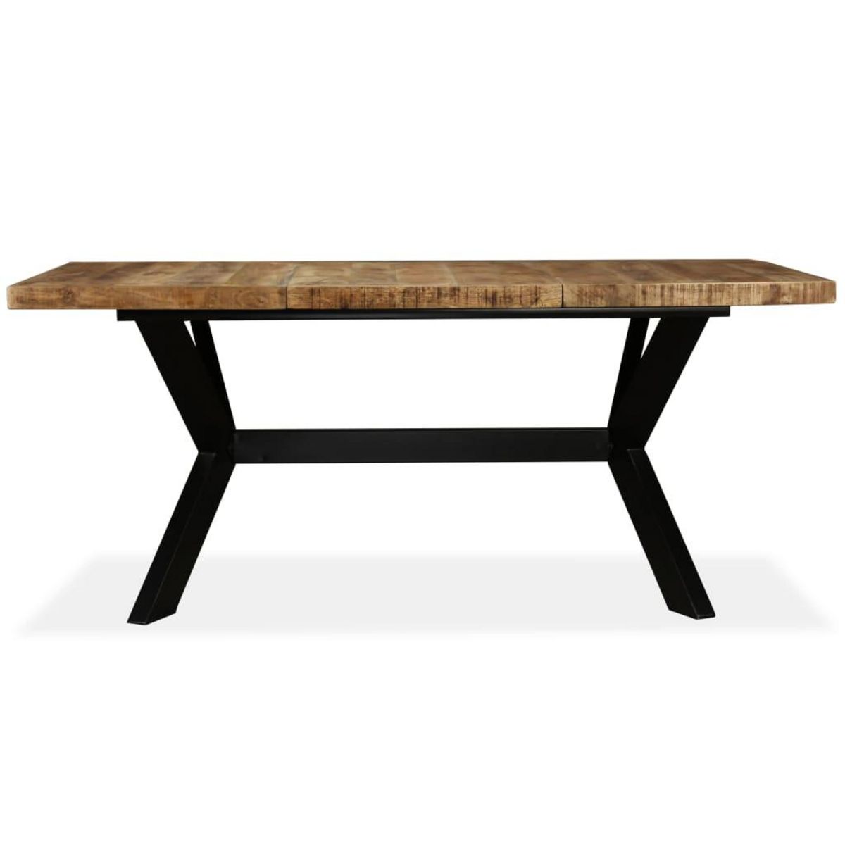 VIDAXL Table a manger Bois de manguier massif et croix en acier 180 cm