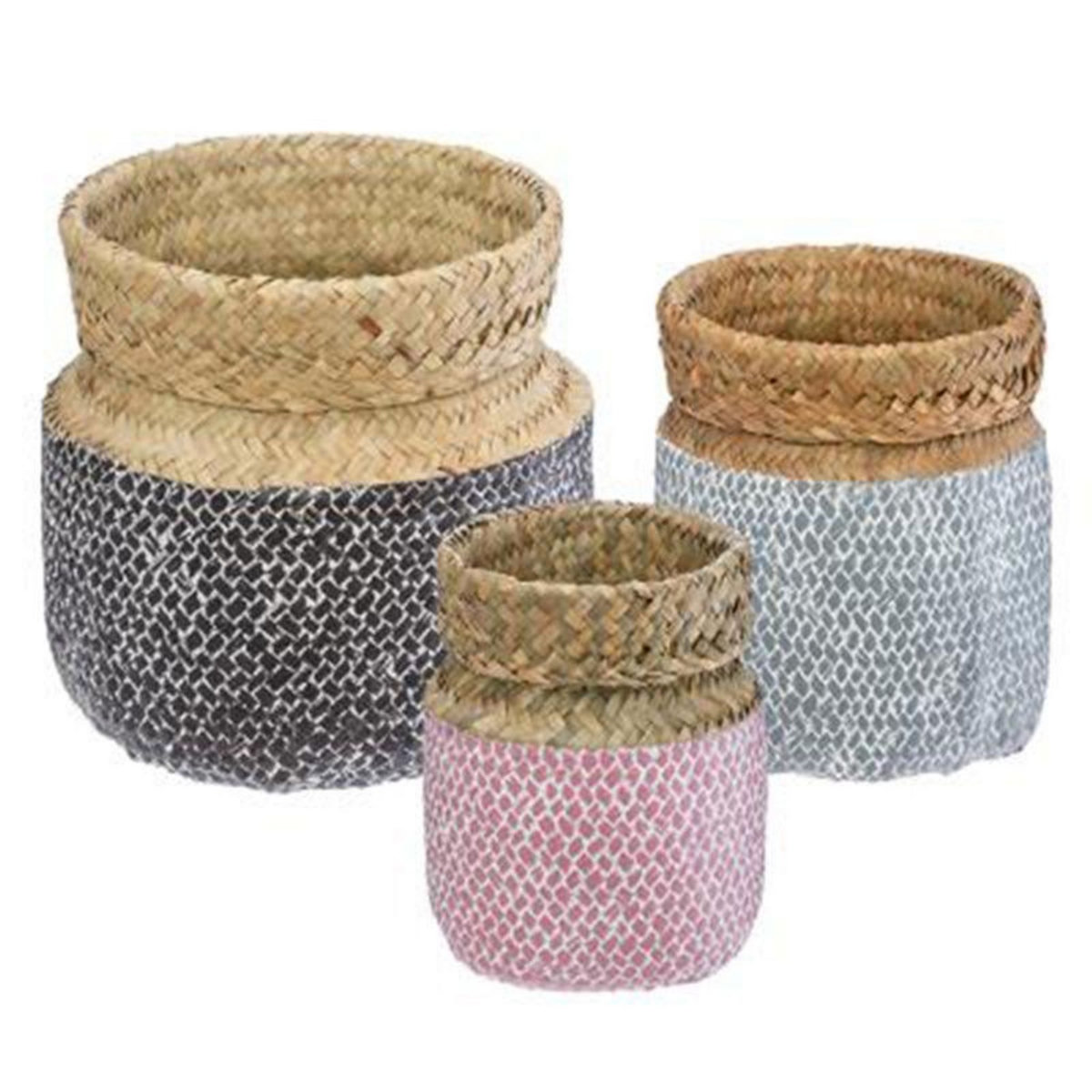  Lot de 3 Paniers de Rangement  Seagrass  24cm Multicolore