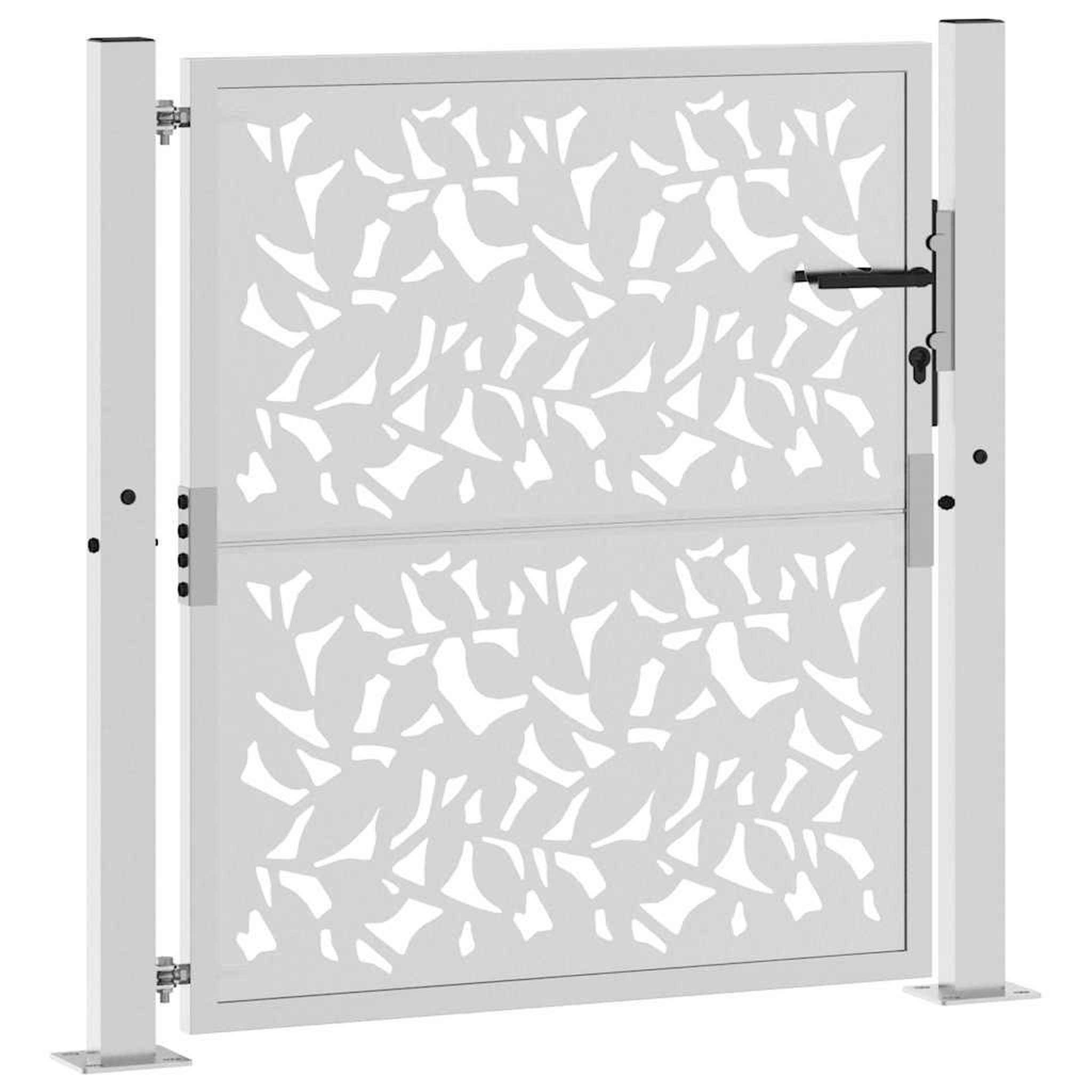 Voir la diapositive 3 : VIDAXL Porte de jardin acier resistant aux intemperies design feuilles