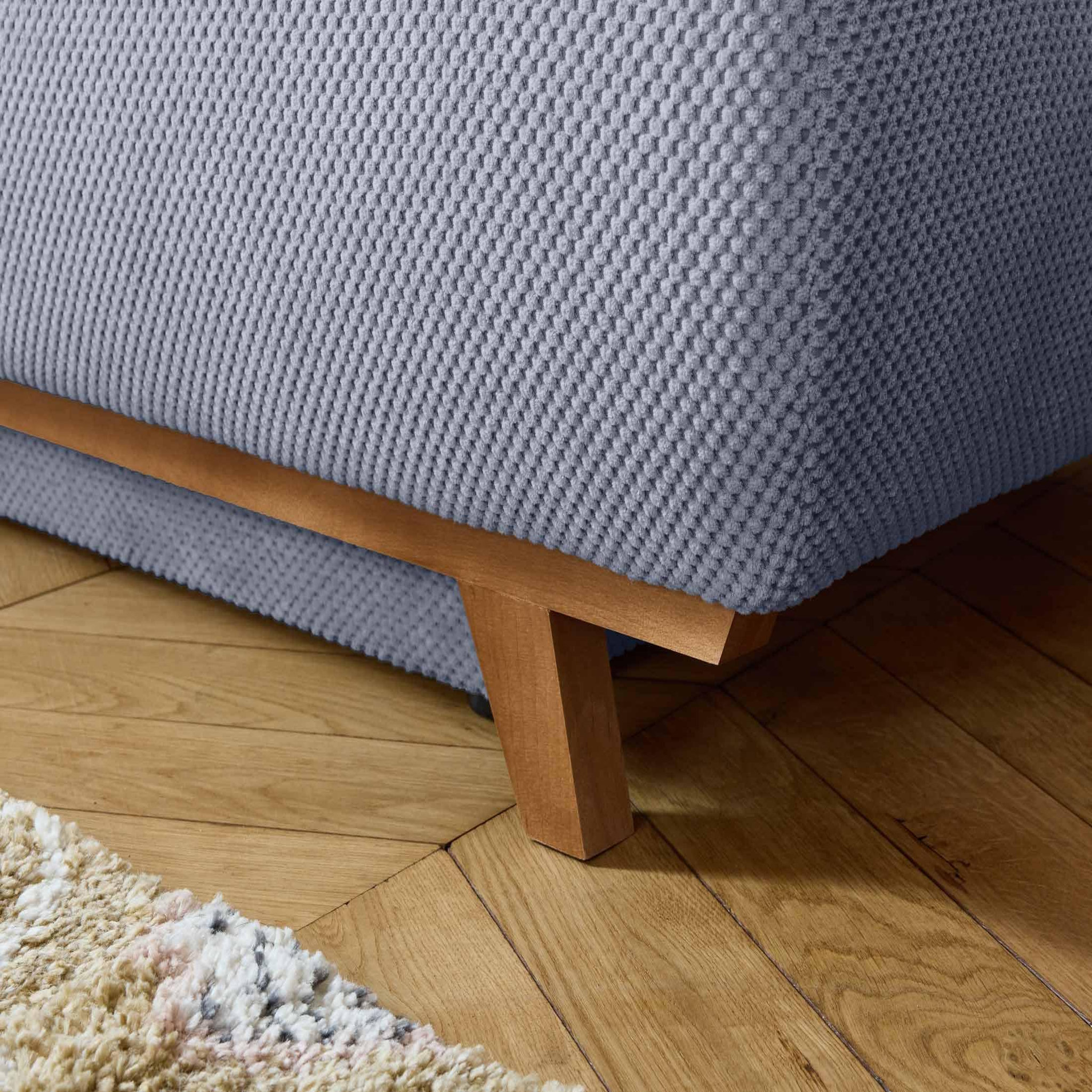 Voir la diapositive 4 : BEST MOBILIER Cristal - canapé 3 places - convertible avec coffre et grand pouf - en velours texturé