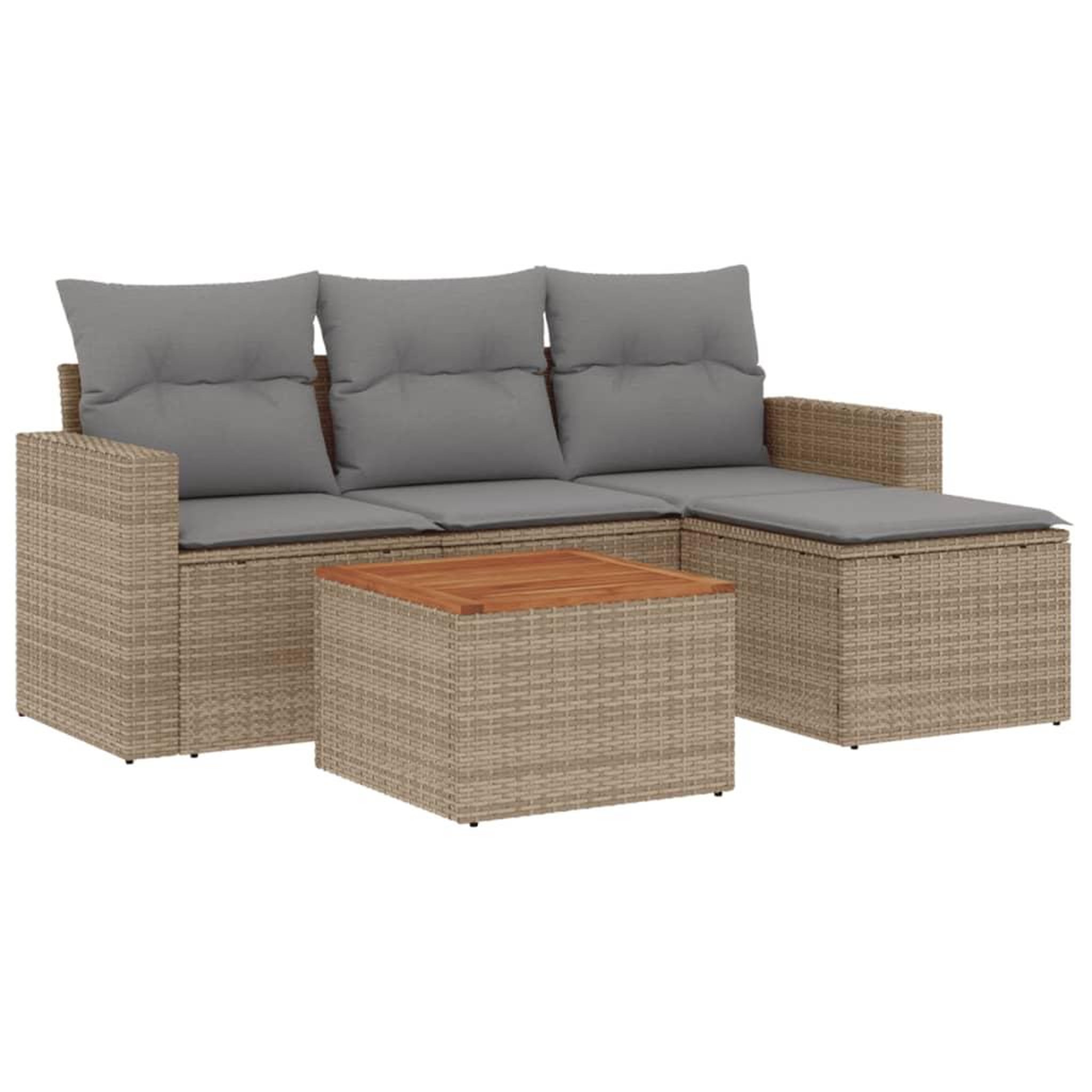 Voir la diapositive 2 : VIDAXL Salon de jardin avec coussins 5pcs melange beige resine tressee