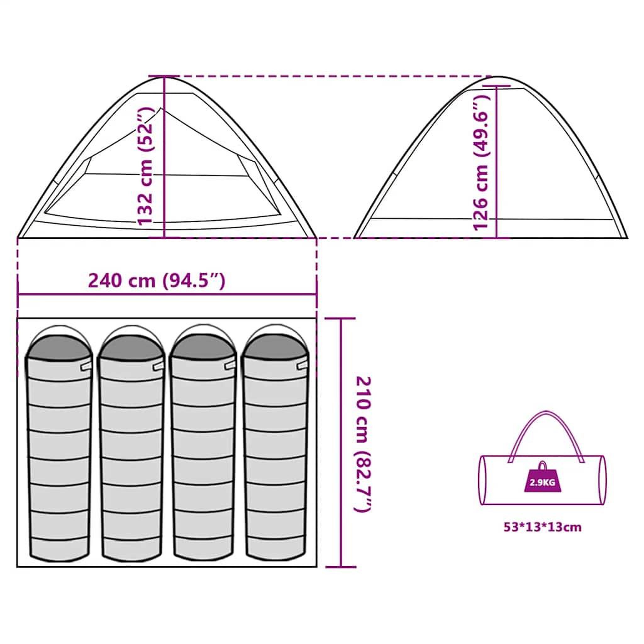 Voir la diapositive 6 : VIDAXL Tente de camping a dome 4 personnes bleu impermeable