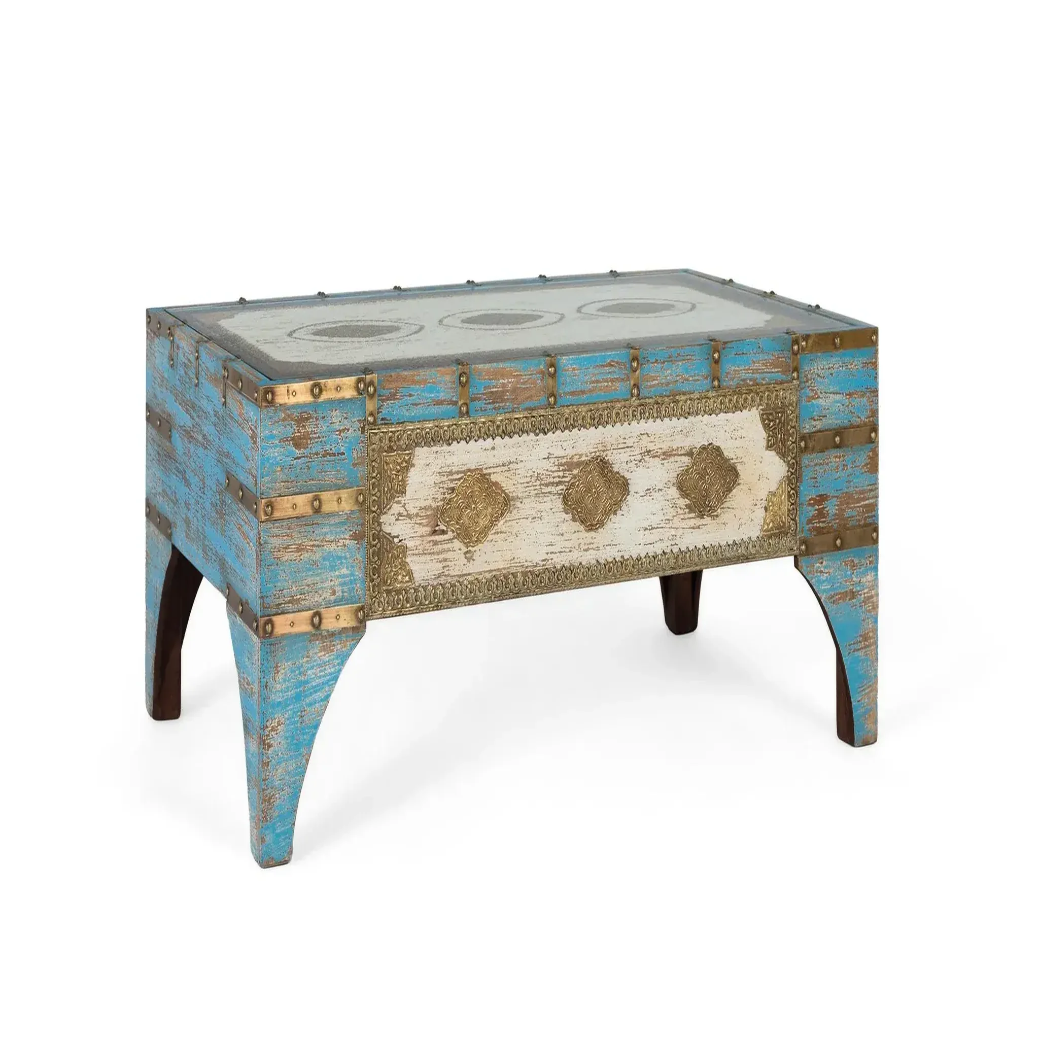 Voir la diapositive 2 : GINER Y COLOMER SL Table basse en bois de manguier 120 cm style ethnique vintage