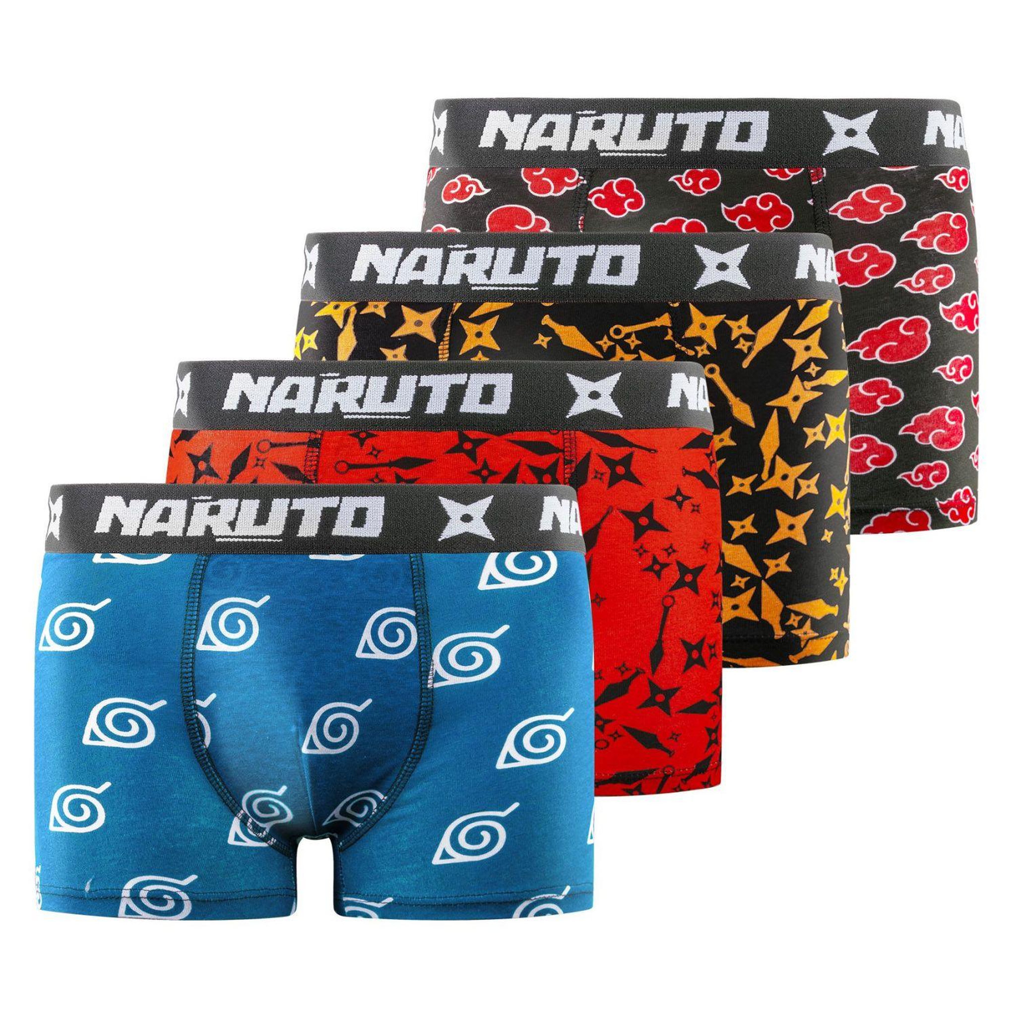 NARUTO Lot de 4 boxers enfant naruto shippuden. Coloris disponibles : Rouge