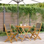 VIDAXL Ensemble de bistro 3 pcs gris polypropylene et bois massif