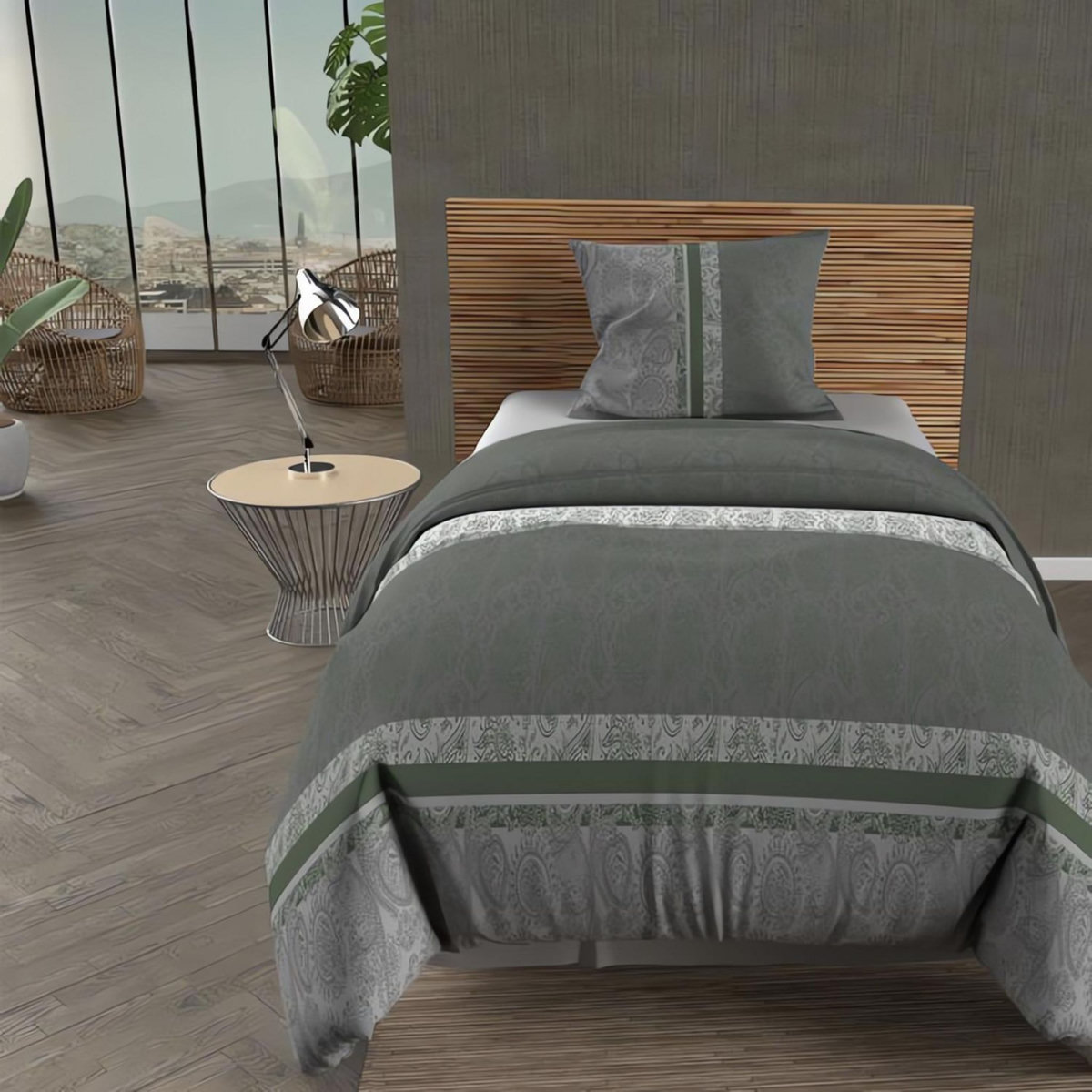 SOLEIL D'OCRE Parure housse de couette coton 57 fils CACHEMIRE, par Soleil d'Ocre