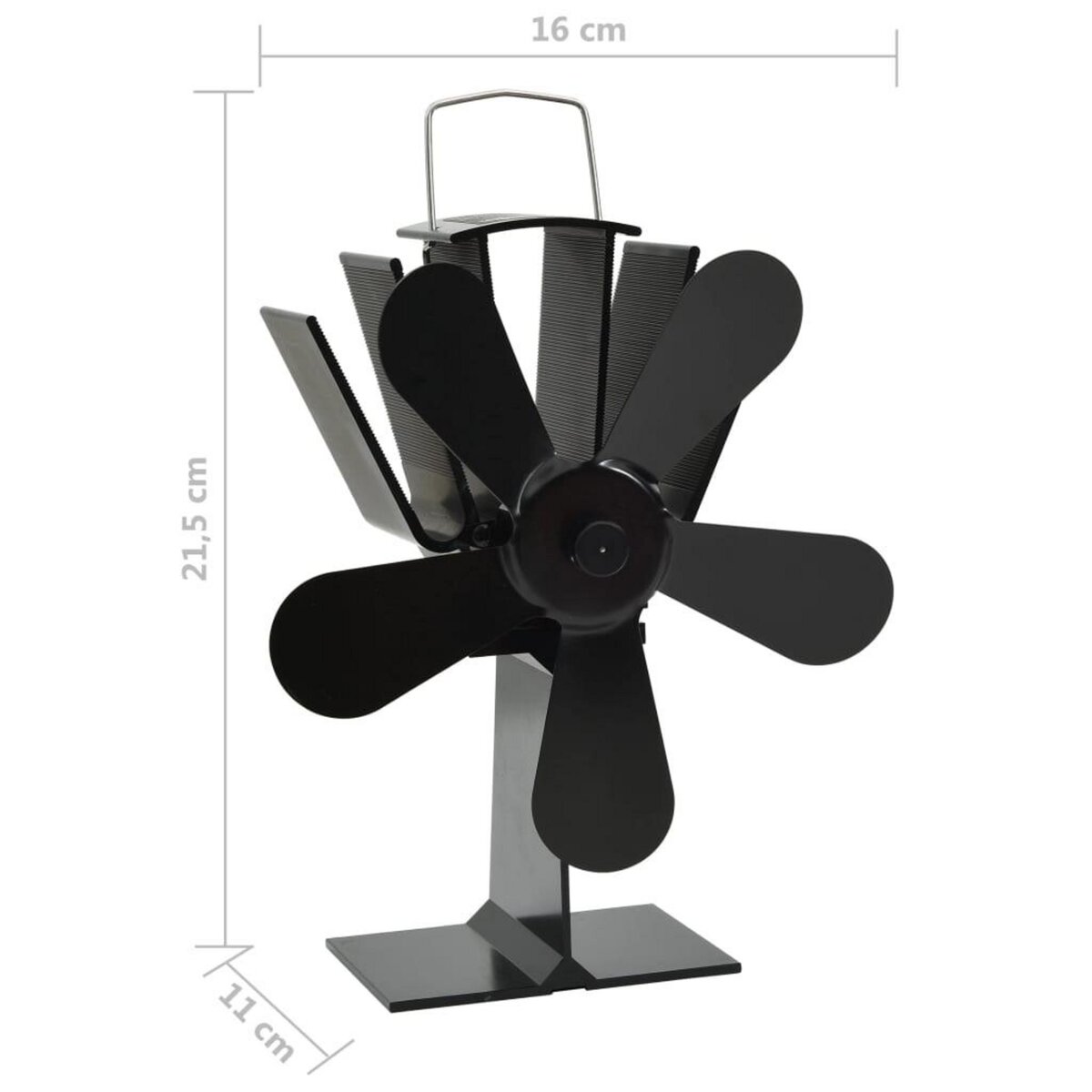 VIDAXL Ventilateur de poele alimente par chaleur 5 pales Noir