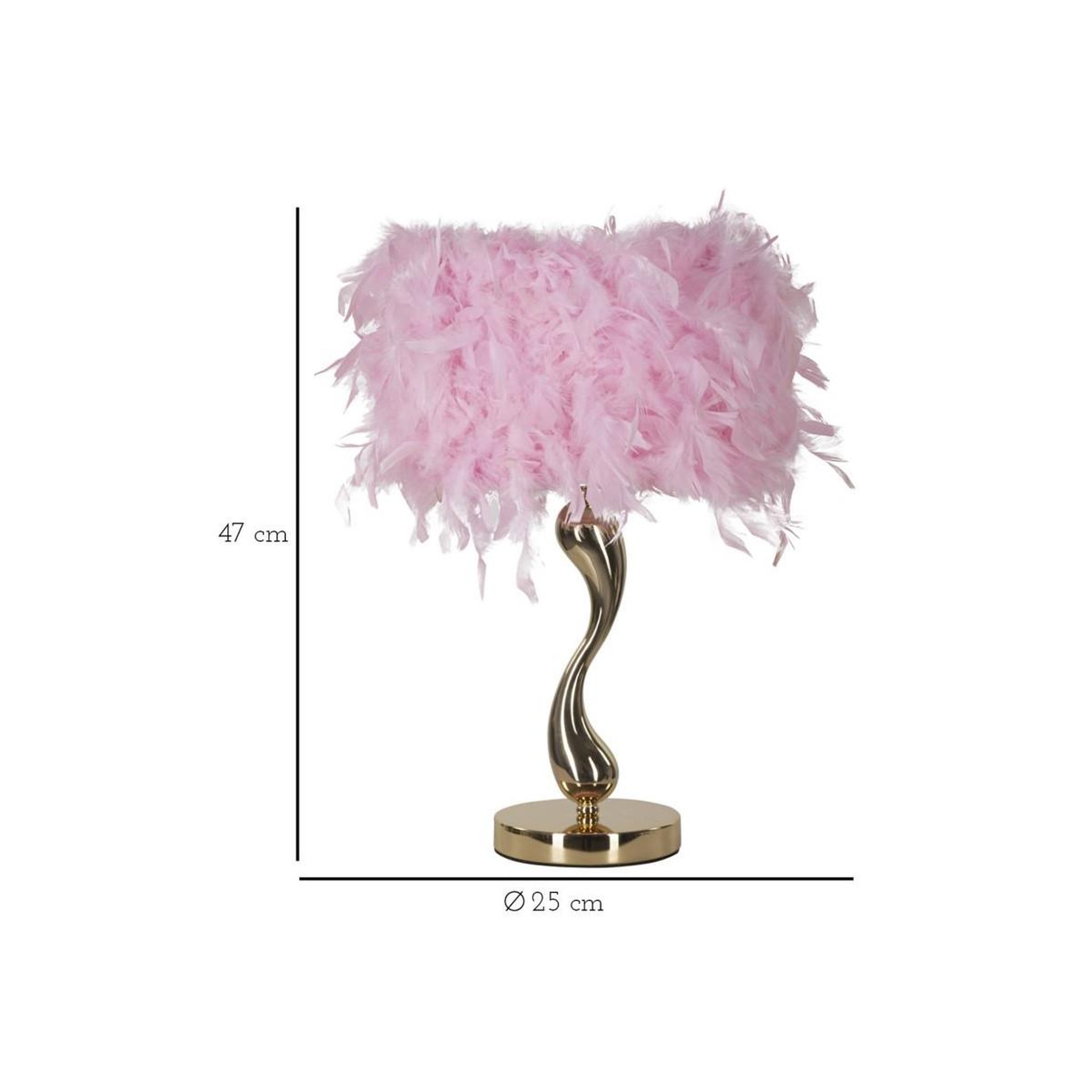 Voir la diapositive 6 : Paris Prix Lampe à poser imitation plume  cart  47cm or & rose