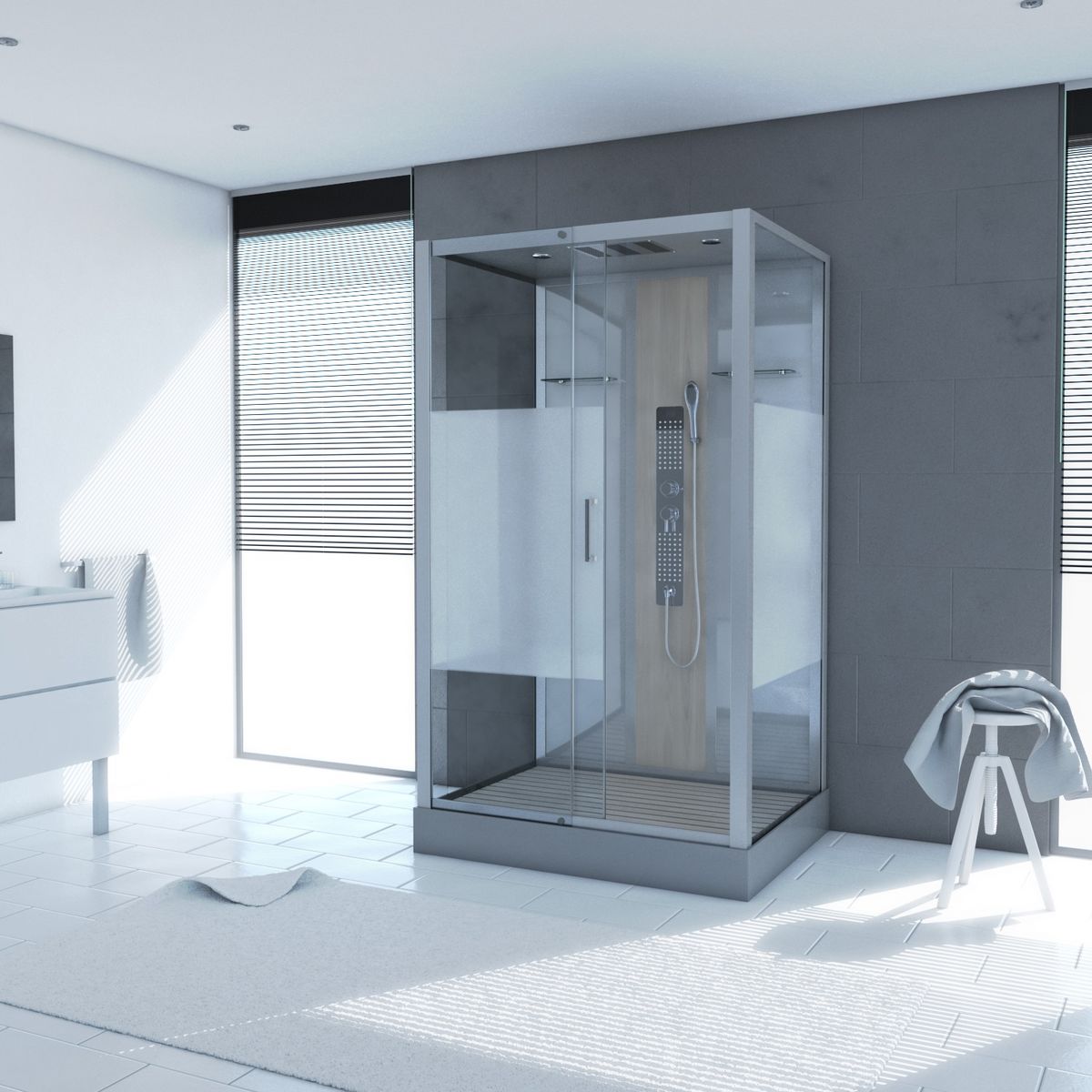 Aurlane Cabine de douche hydromassante Fuzzy Rectangulaire - 115 x 90