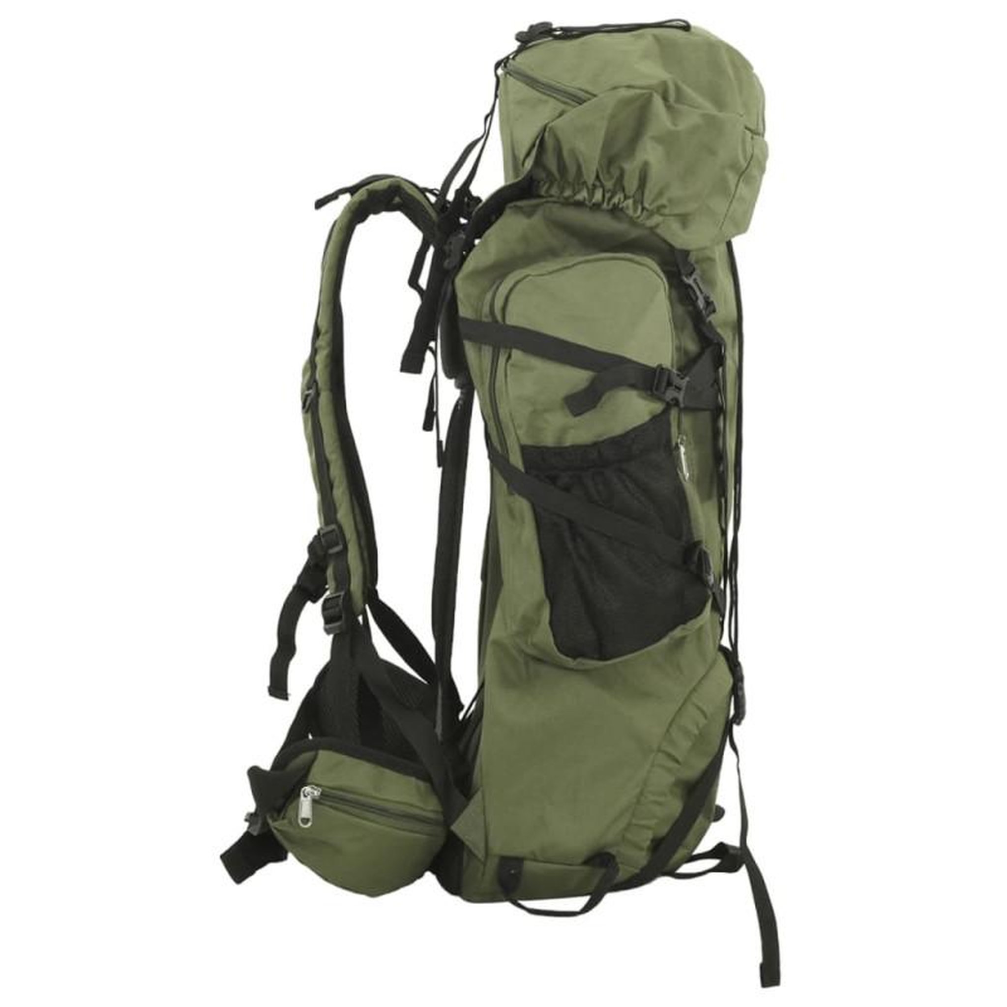 Voir la diapositive 2 : VIDAXL Sac à dos de randonnée vert armée 100 L tissu oxford