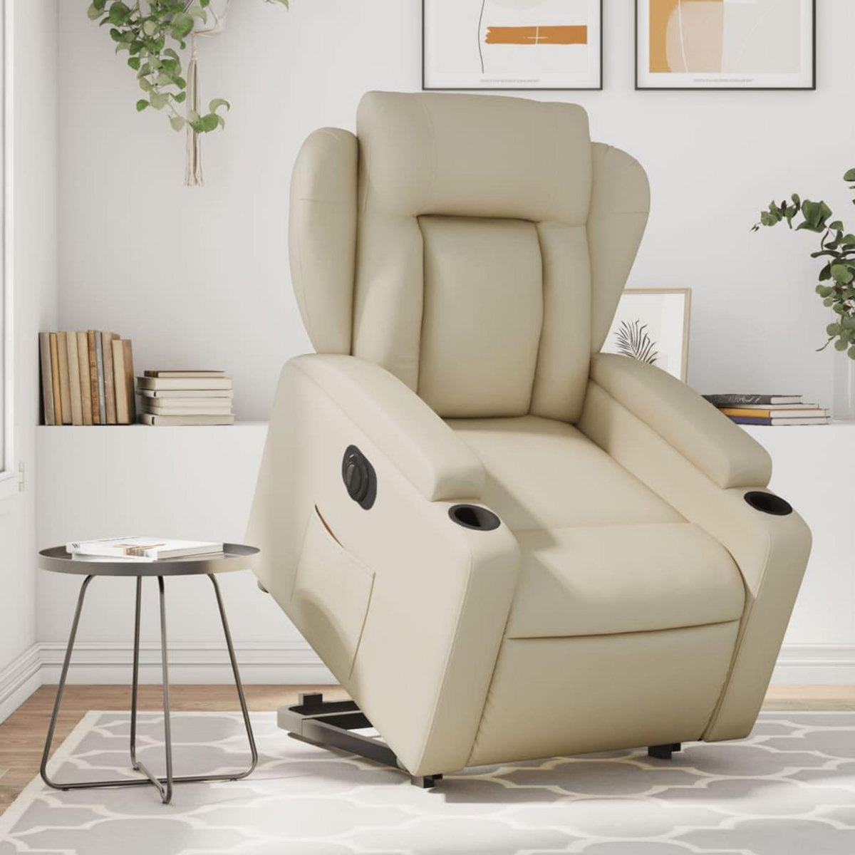 VIDAXL Fauteuil inclinable electrique creme similicuir