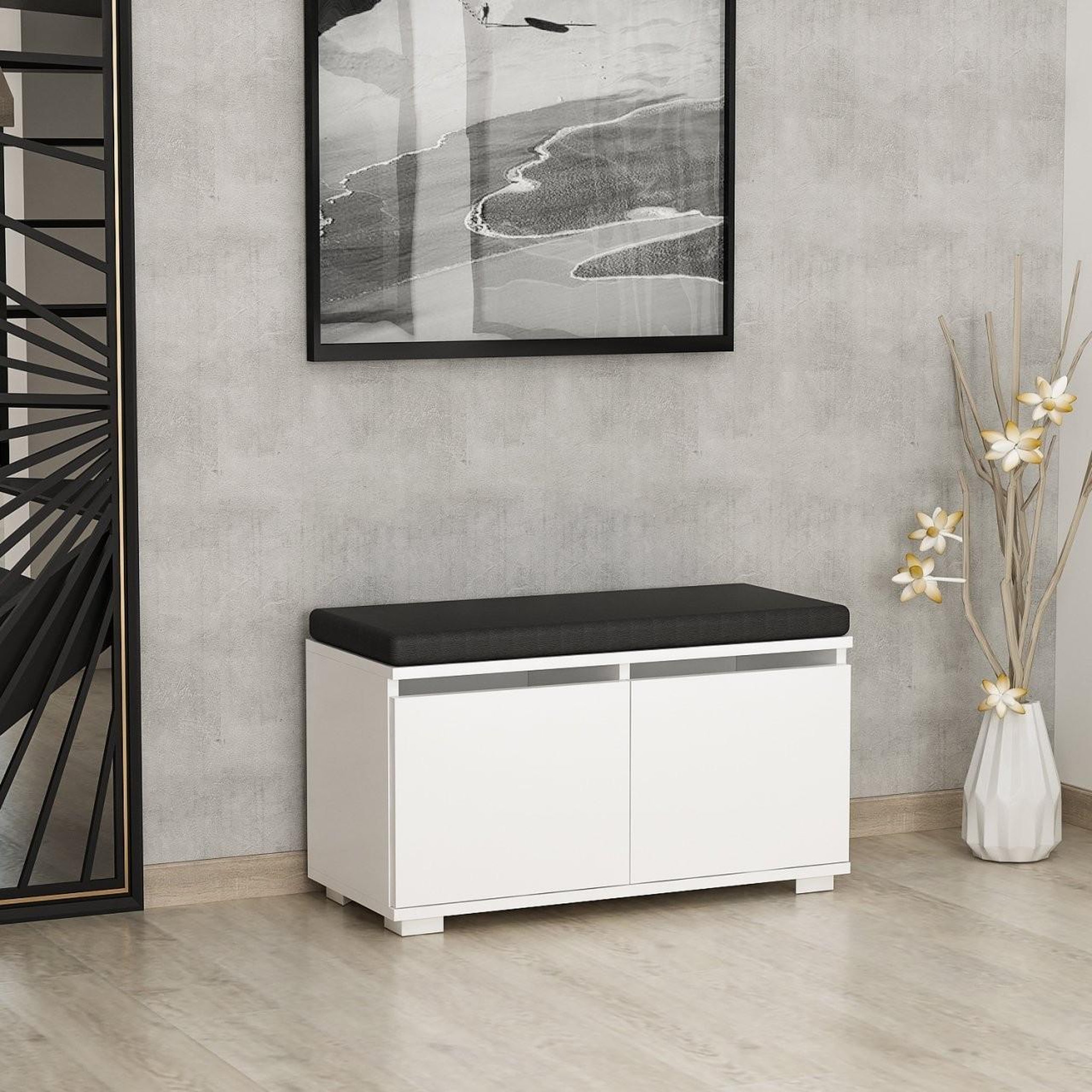 Voir la diapositive 3 : Habitat et Jardin Meuble à chaussures en bois  drago  - 80 x 35 x 42 cm - blanc