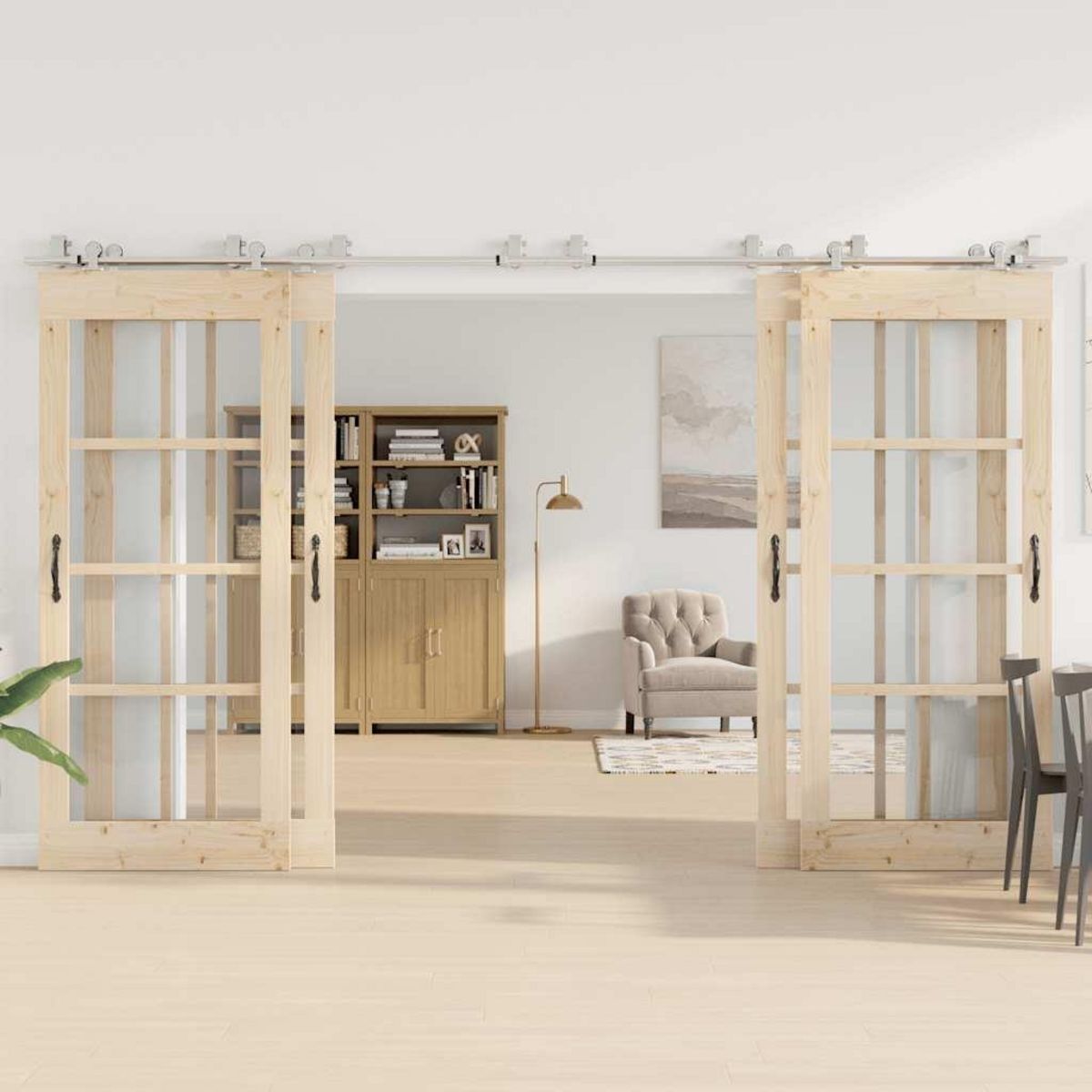 VIDAXL Kit fixation porte coulissante 366 cm Acier inoxydable Argente