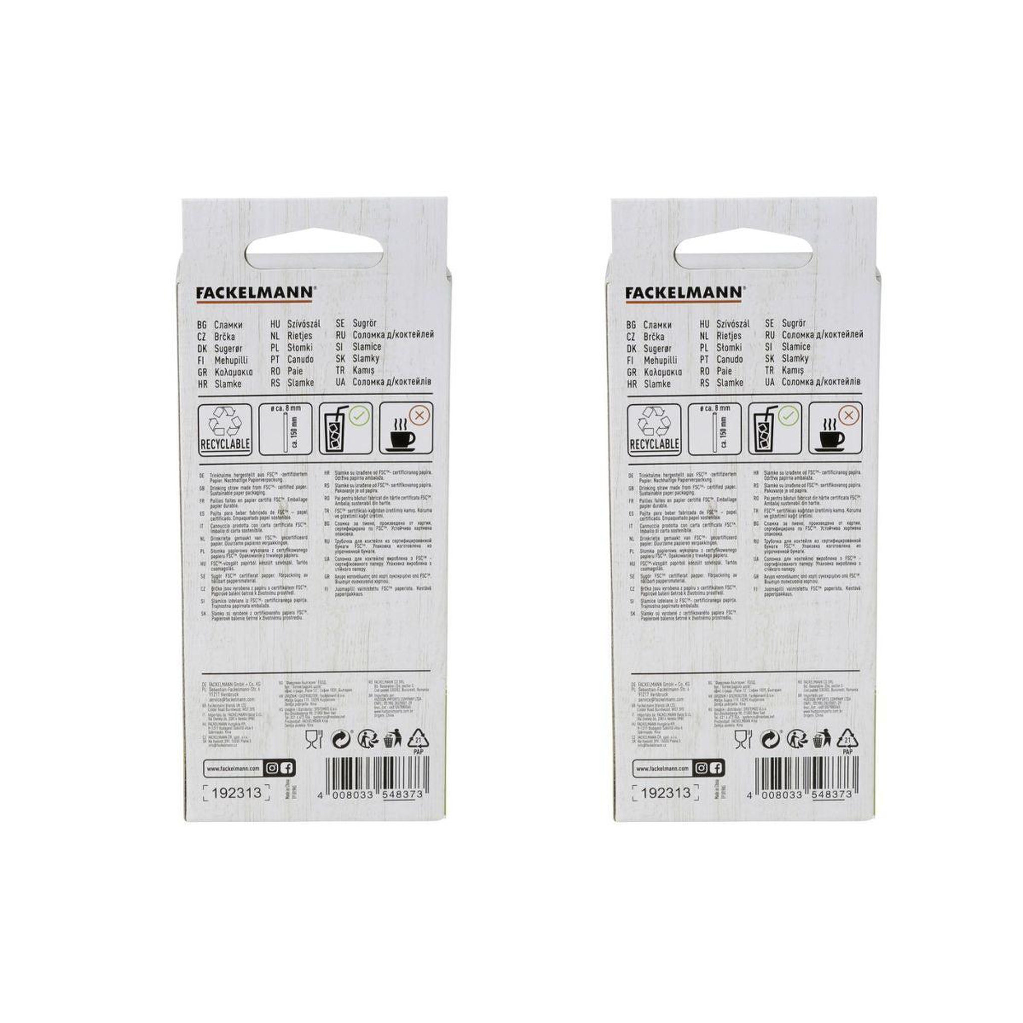 Voir la diapositive 6 : Fackelmann Lot de 2 boites de 50 pailles en papier rigide brun 15 cm fackelmann nature