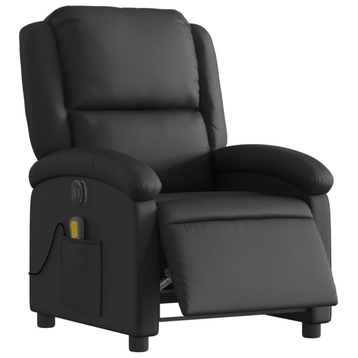VIDAXL Fauteuil de massage inclinable electrique noir cuir veritable