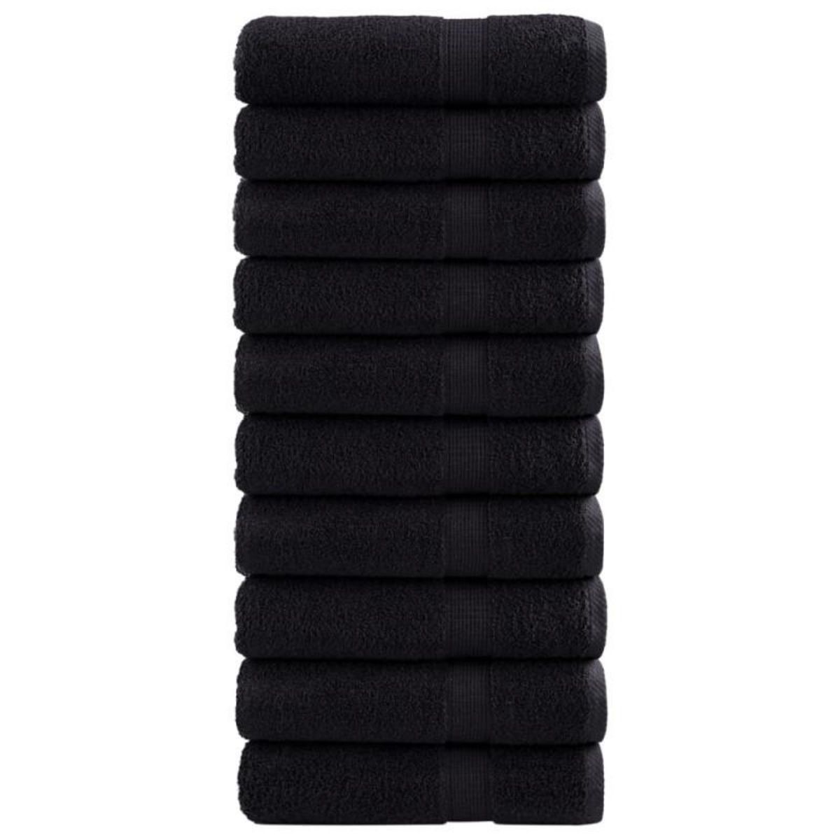 VIDAXL Serviettes de douche de qualité supérieure SOLUND 10 pcs noir