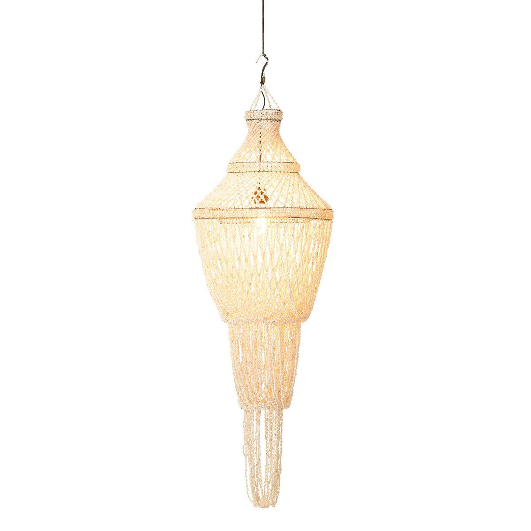 Voir la diapositive 2 : J-LINE Lampe suspension coquillage  daisy  176cm naturel