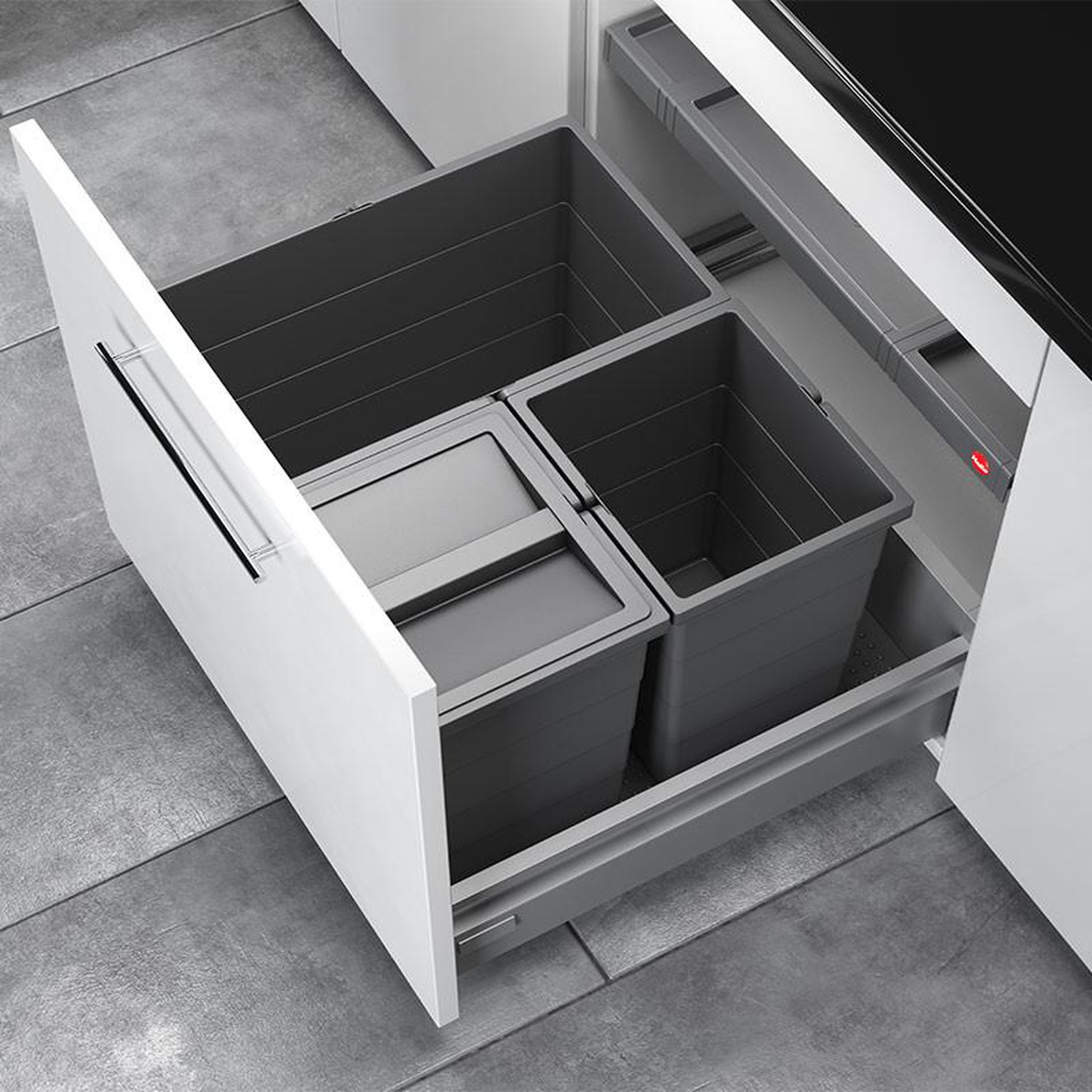 Voir la diapositive 3 : HAILO Poubelle de cuisine encastrable as allegro s350 28l + 2x13l hailo