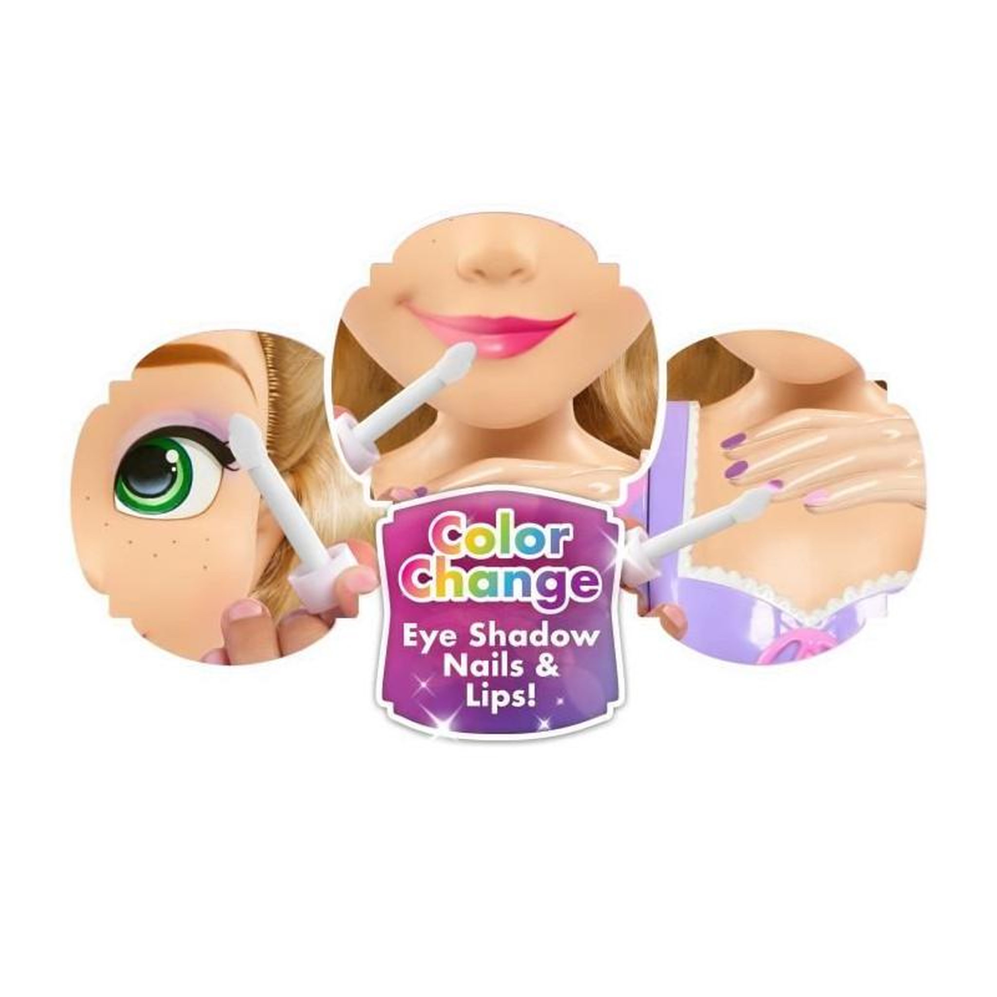 Voir la diapositive 3 : GENERIQUE Tete a coiffer - DISNEY PRINCESSES - Tete a Coiffer Raiponce Deluxe - 12 accessoires, faux flacon de vernis, guide coiffure