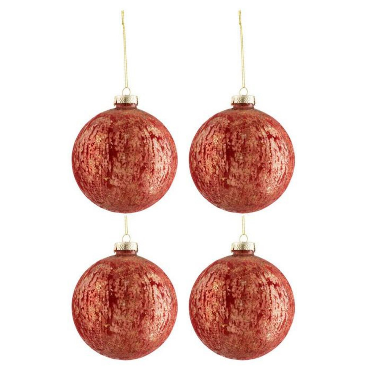 Paris Prix Lot de 4 Boules de Noël  Velours Antique  12cm Bordeaux