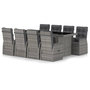 Voir la diapositive 2 : VIDAXL Ensemble a manger d'exterieur 9pcs coussins Resine tressee Gris