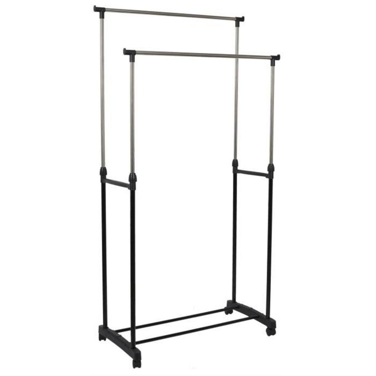 Paris Prix Portant à Vêtements Roulettes  Double  160cm Noir