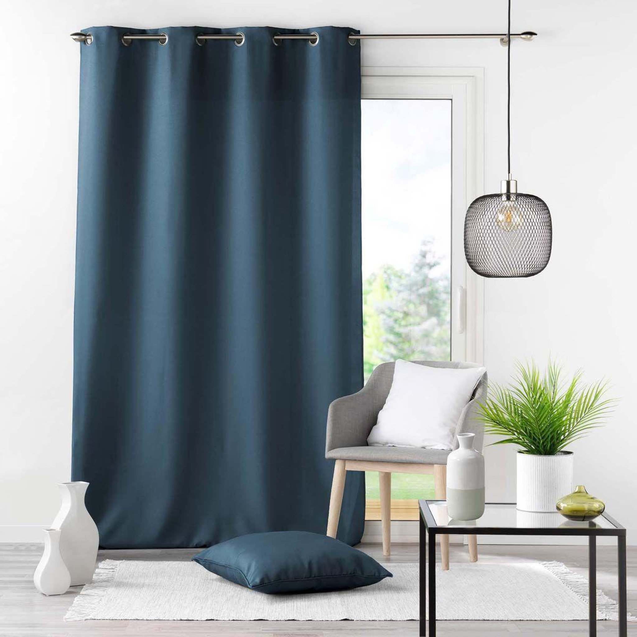 Douceur d'Intérieur Rideau à œillets  essentiel  140x280cm bleu marine