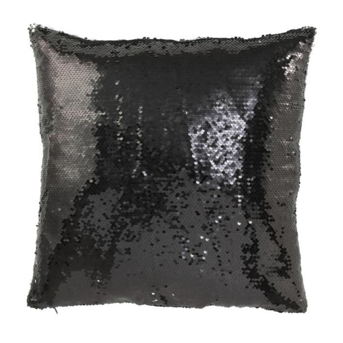 Paris Prix Coussin Déco Réversible  Sequin  45x45cm Noir & Argent