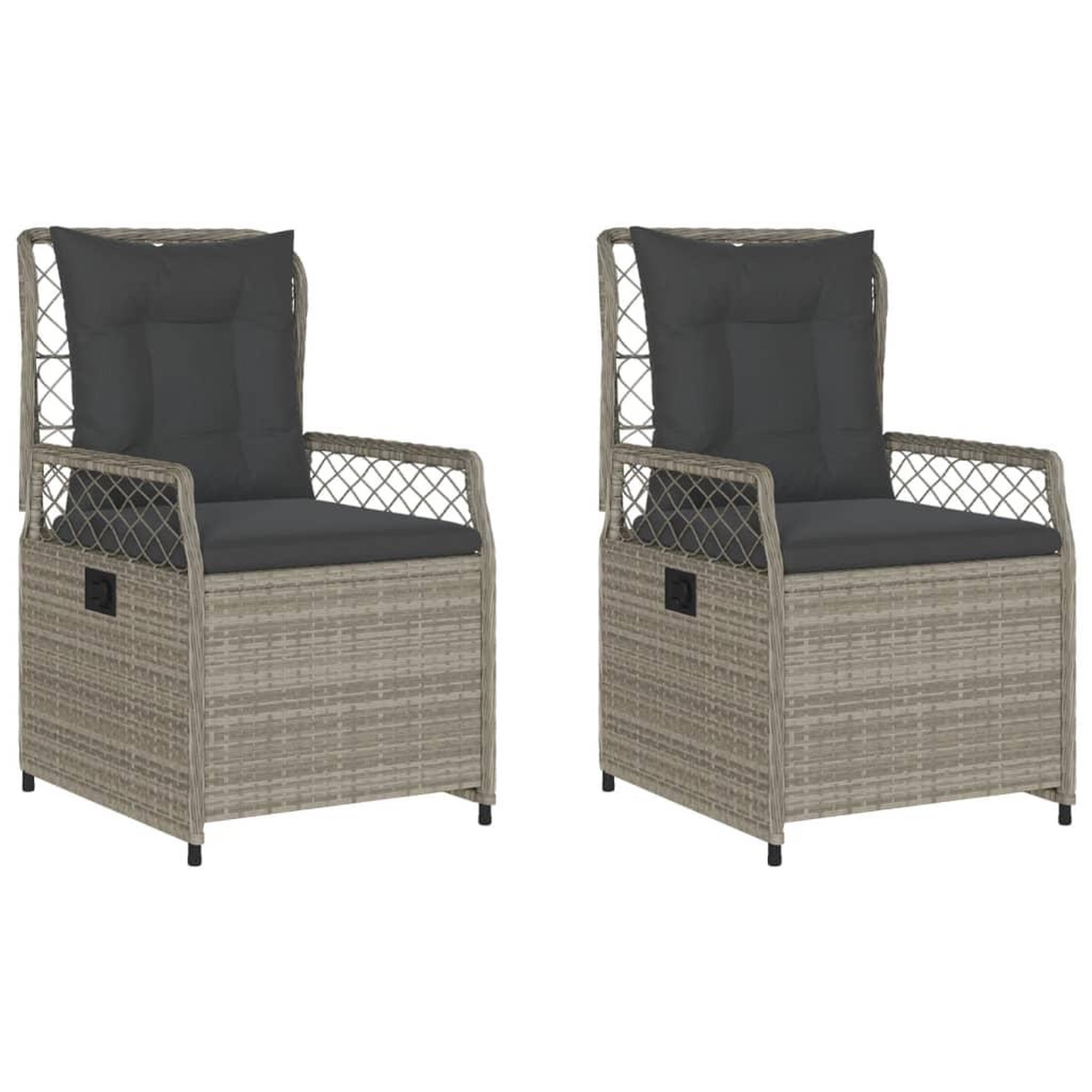 Voir la diapositive 2 : VIDAXL Chaises inclinables de jardin lot de2 gris clair resine tressee