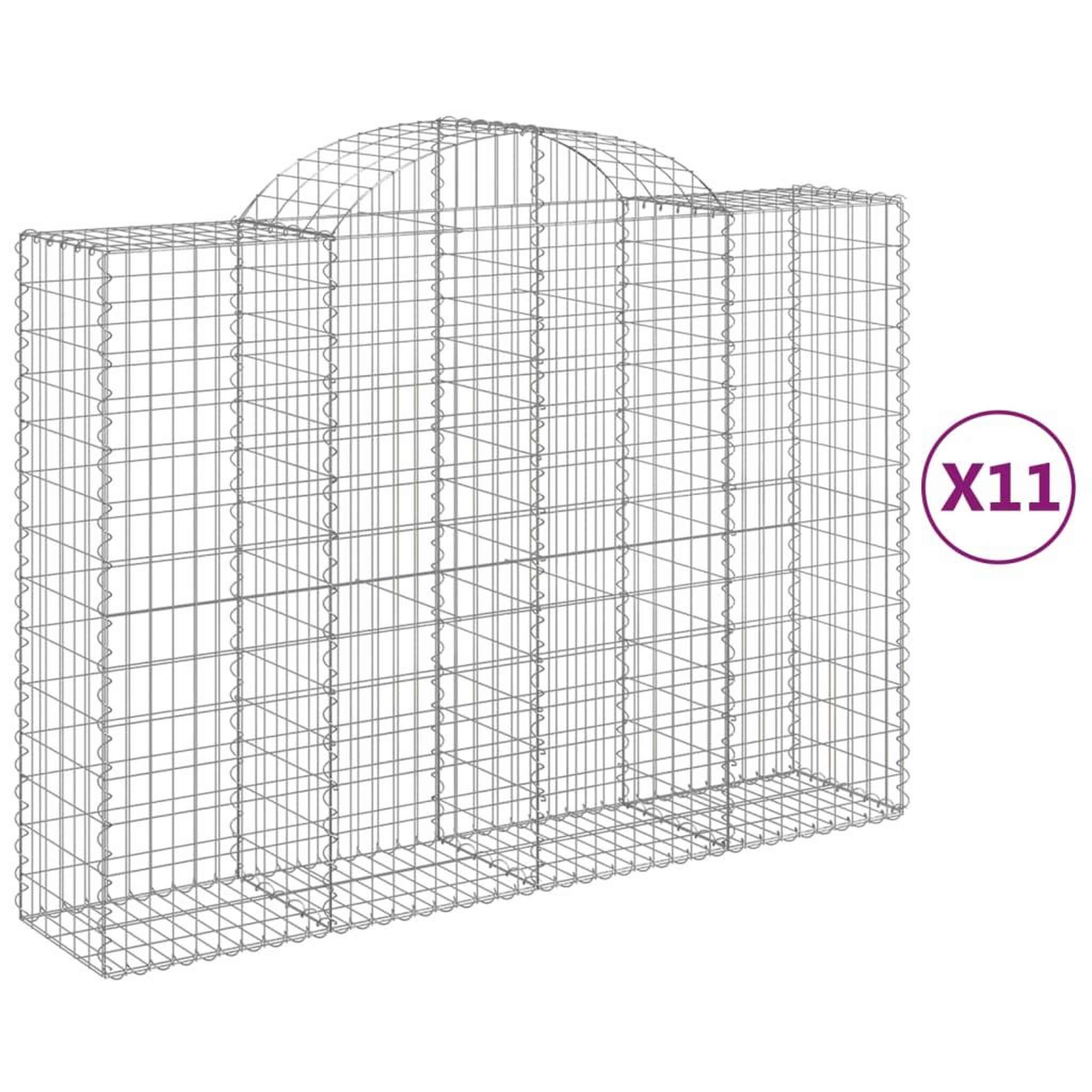 Voir la diapositive 2 : VIDAXL Paniers a gabions arques 11 pcs 200x50x140/160 cm Fer galvanise