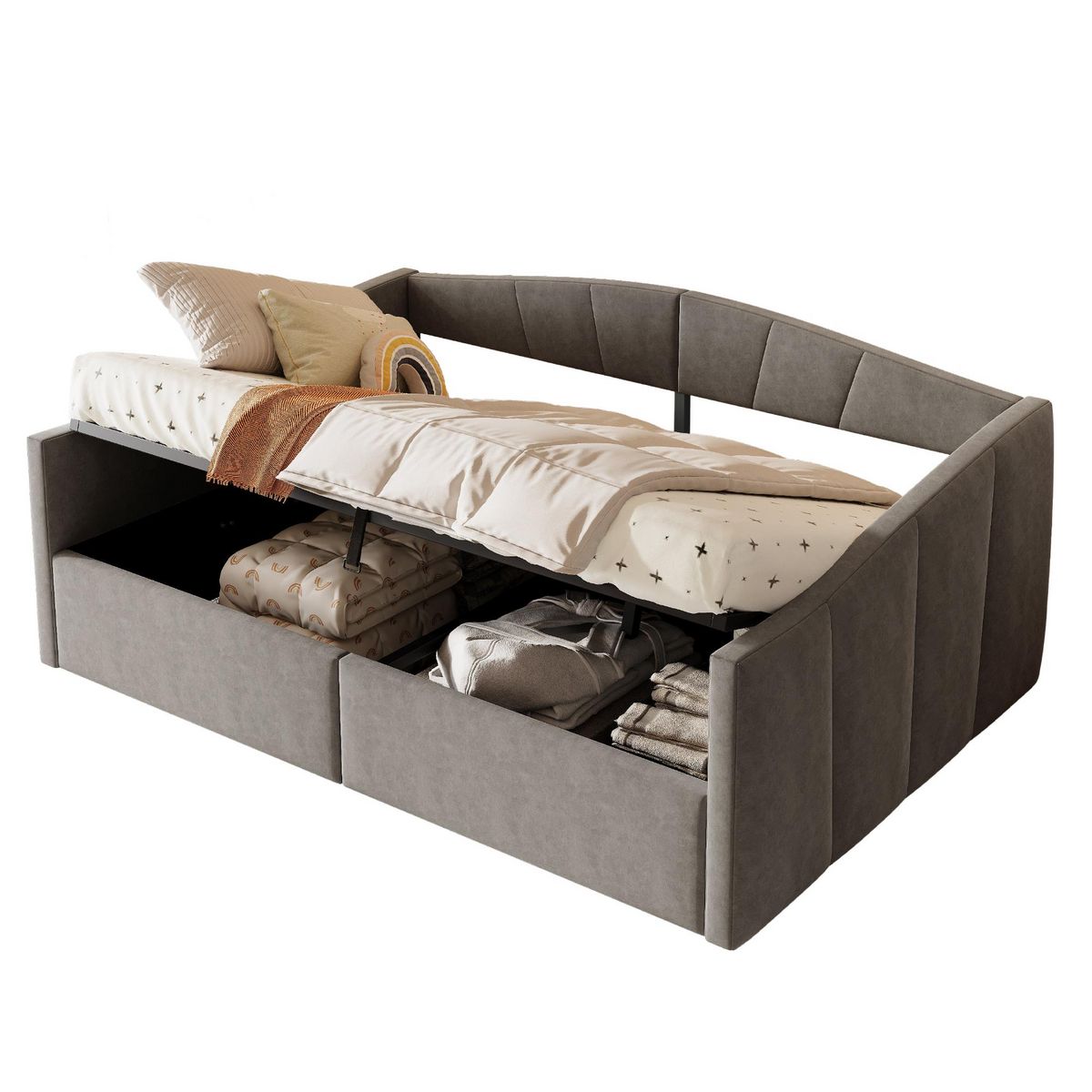 MERAX Lit coffre rembourré