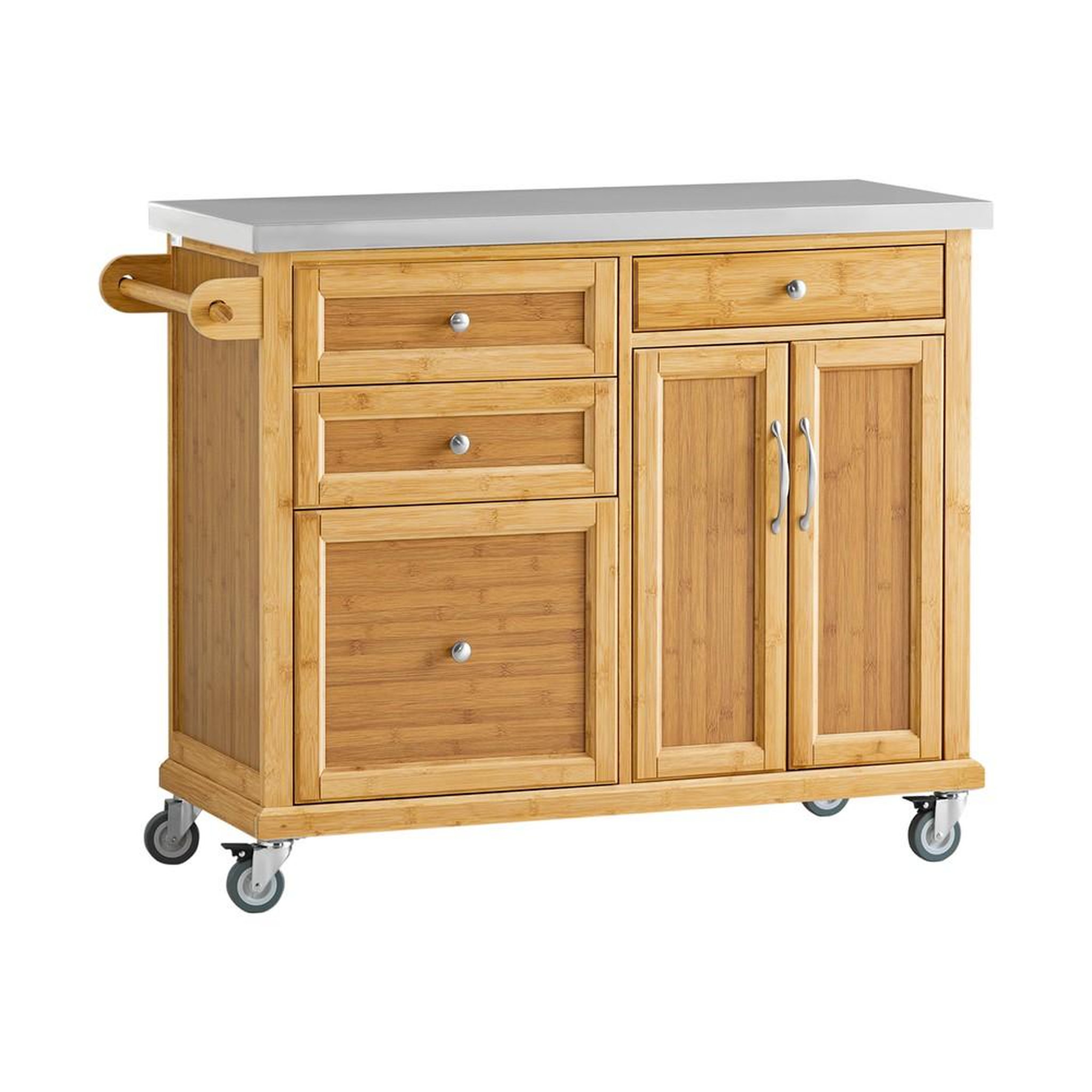 SOBUY SoBuy - Îlot De Cuisine à 4 tiroirs - Couleur Bois - 115x46x92cm - Fonctionnel - FKW70-N