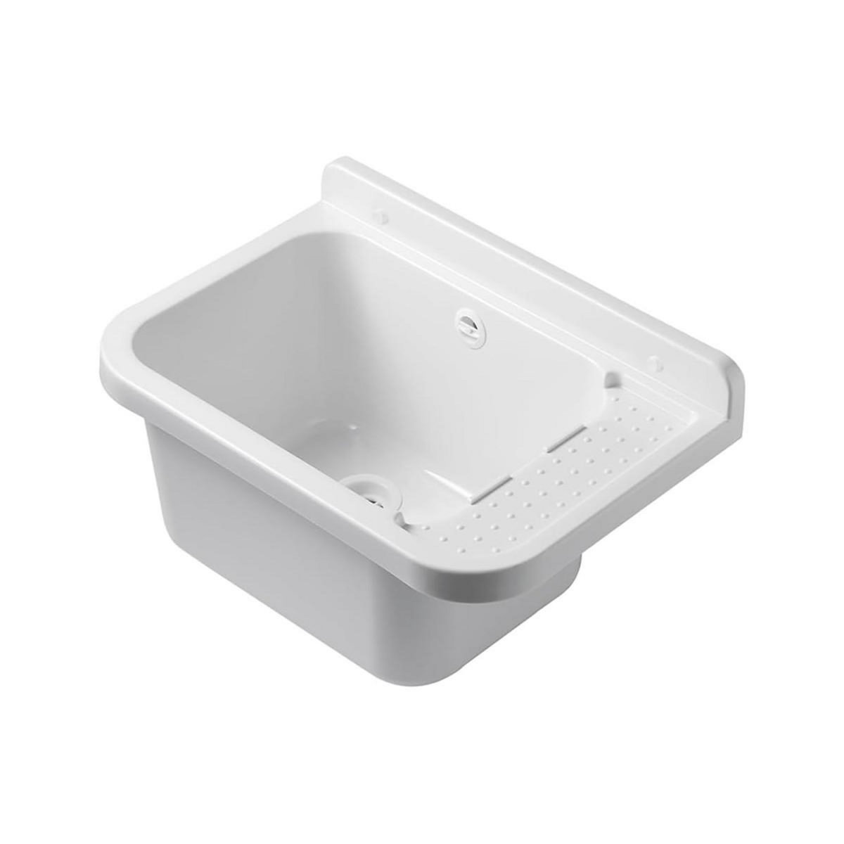 INTEC Lavabo Mural en Résine Blanc 50 x 32 cm Vasque Suspendue Anti-chocs - Evier Lave-Mains Salle de Bain WC Garage Buanderie