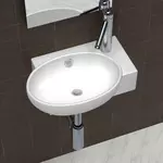 VIDAXL Vasque de salle de bains ceramique blanc avec trou de trop-plein