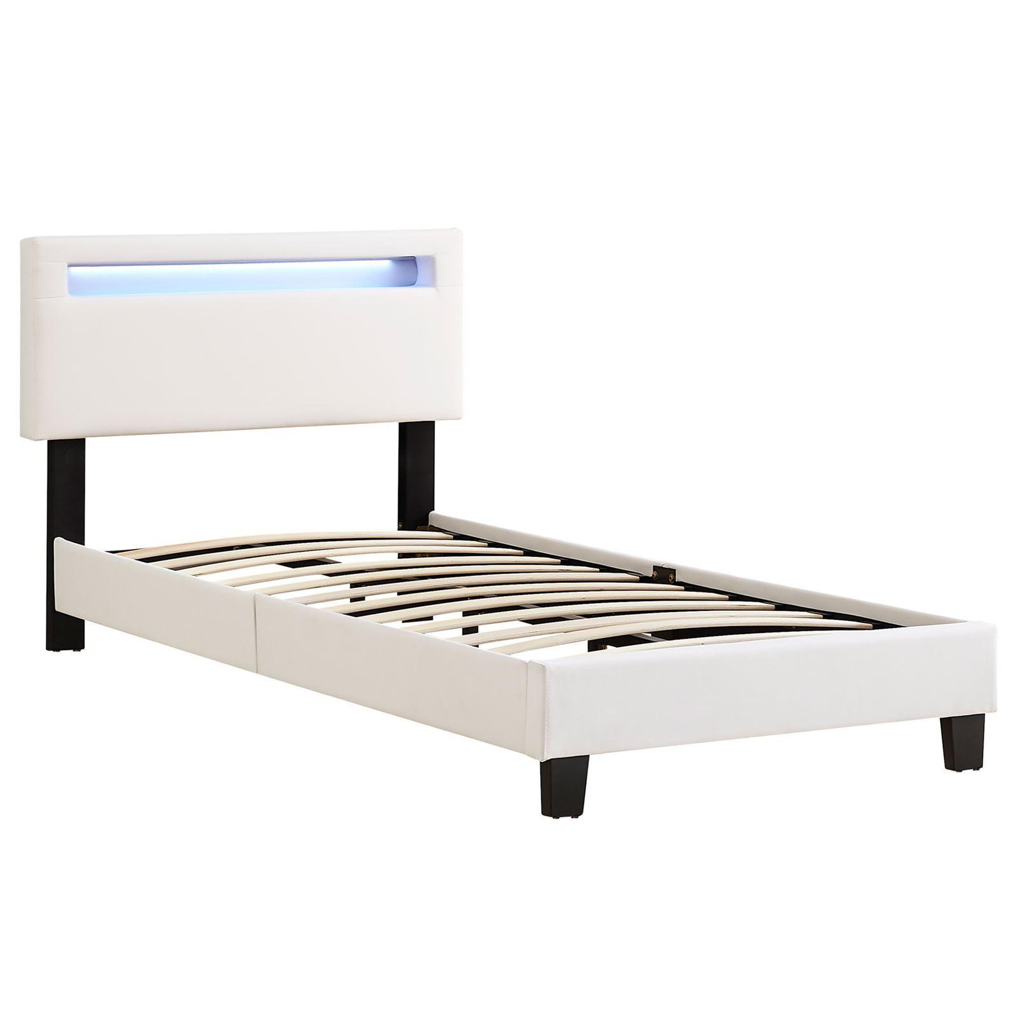Voir la diapositive 3 : IDIMEX Lit LED simple EVAN 90x190 cm, avec sommier, revêtement en synthétique