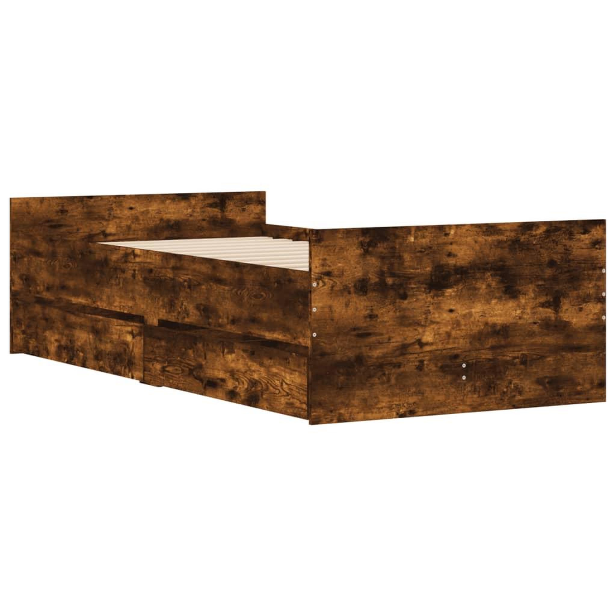 Voir la diapositive 4 : VIDAXL Cadre de lit avec tiroirs sans matelas chene fume 90x200 cm