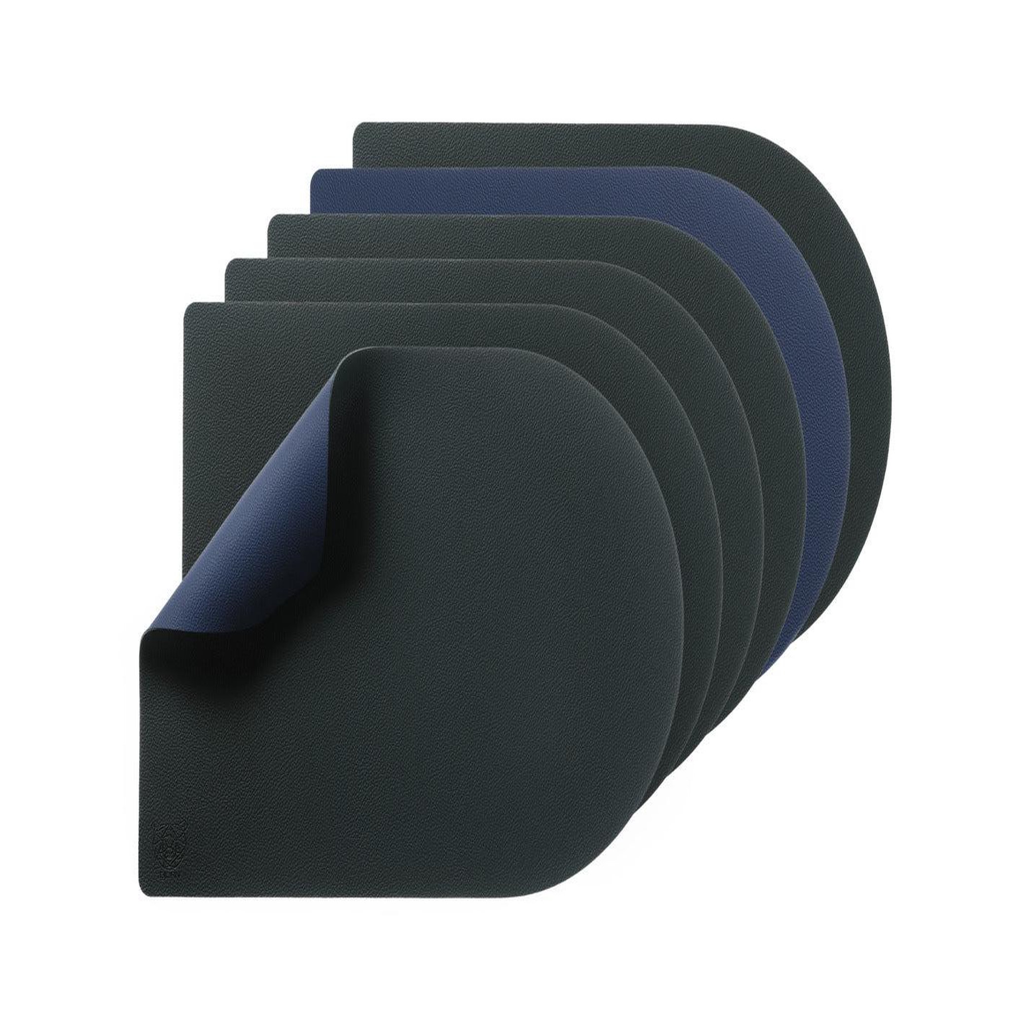 Voir la diapositive 1 : BJORN Set de table rectangovale réversible - 6 pièces - cuir recyclé bleu nuit et gris anthracite