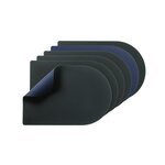 BJORN Set de table rectangovale réversible - 6 pièces - Cuir recyclé bleu nuit et gris anthracite