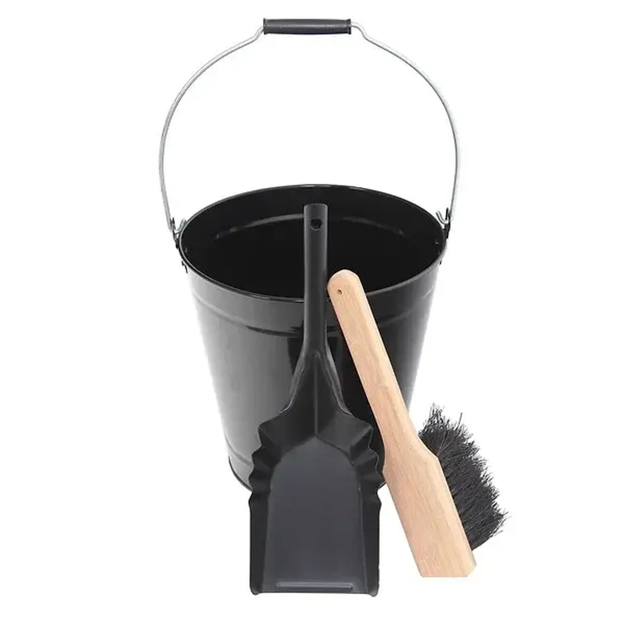 Le marquier Ensemble seau + pelle + balai - noir & bois