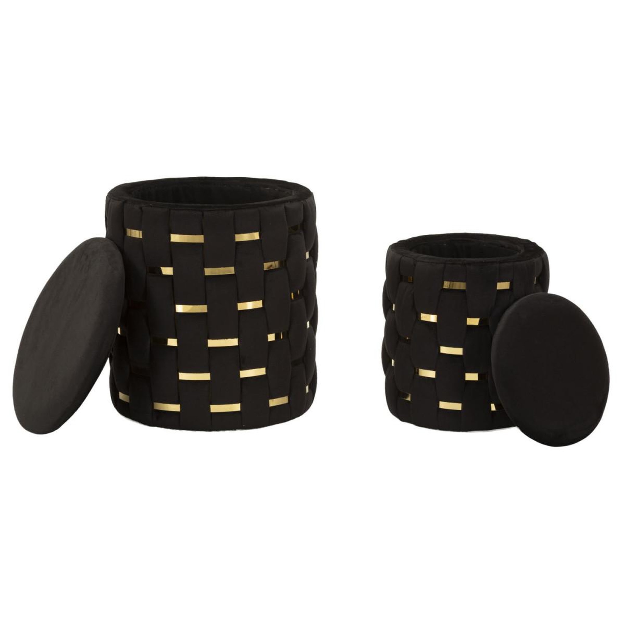Voir la diapositive 2 : Paris Prix Lot de 2 poufs coffres  shanty  42cm noir & or