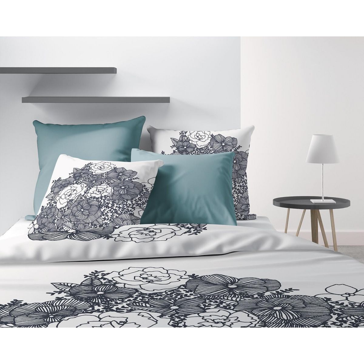 Les Ateliers du Linge Parure housse de couette 100% coton bio 47 fils/cm2-avec amour