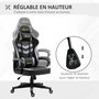 Voir la diapositive 4 : VINSETTO Chaise de bureau gaming réglable - coussin lombaires et tétière inclus - fonction bascule verrouillable - noir gris