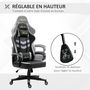 Voir la diapositive 4 : VINSETTO Chaise de bureau gaming réglable - coussin lombaires et tétière inclus - fonction bascule verrouillable - noir gris